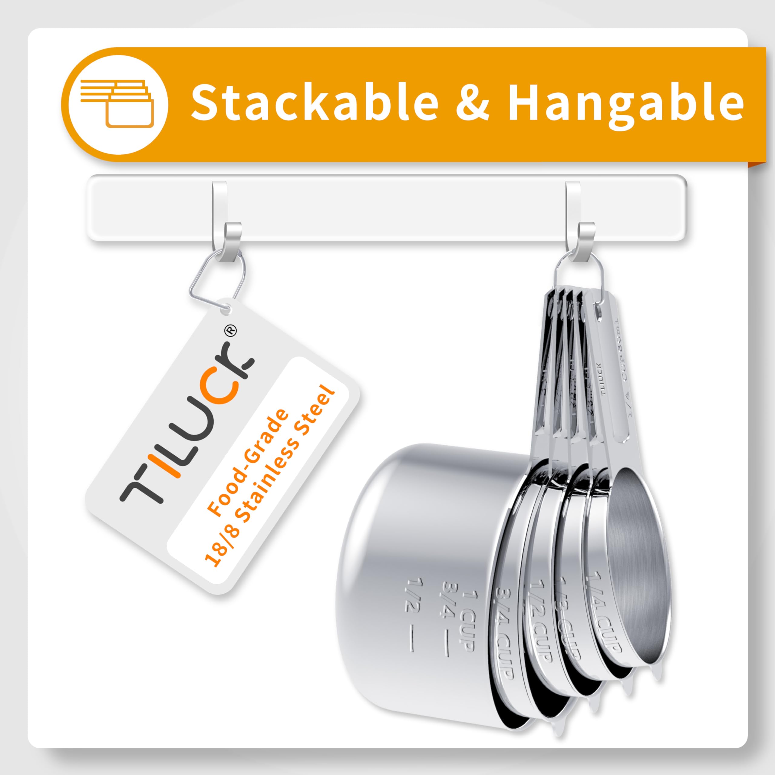 TILUCK Stainless Steel Measuring Cups & Spoons Set, Cups and Spoons,Kitchen Gadgets for Cooking & Baking (10)