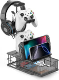 KDD Headphone Stand with Drawer - Headset & Controller Holder for Desk - Aluminum Supporting Bar Earphone Stand with Cable Organizer - Universal Gaming PC Accessories Storage