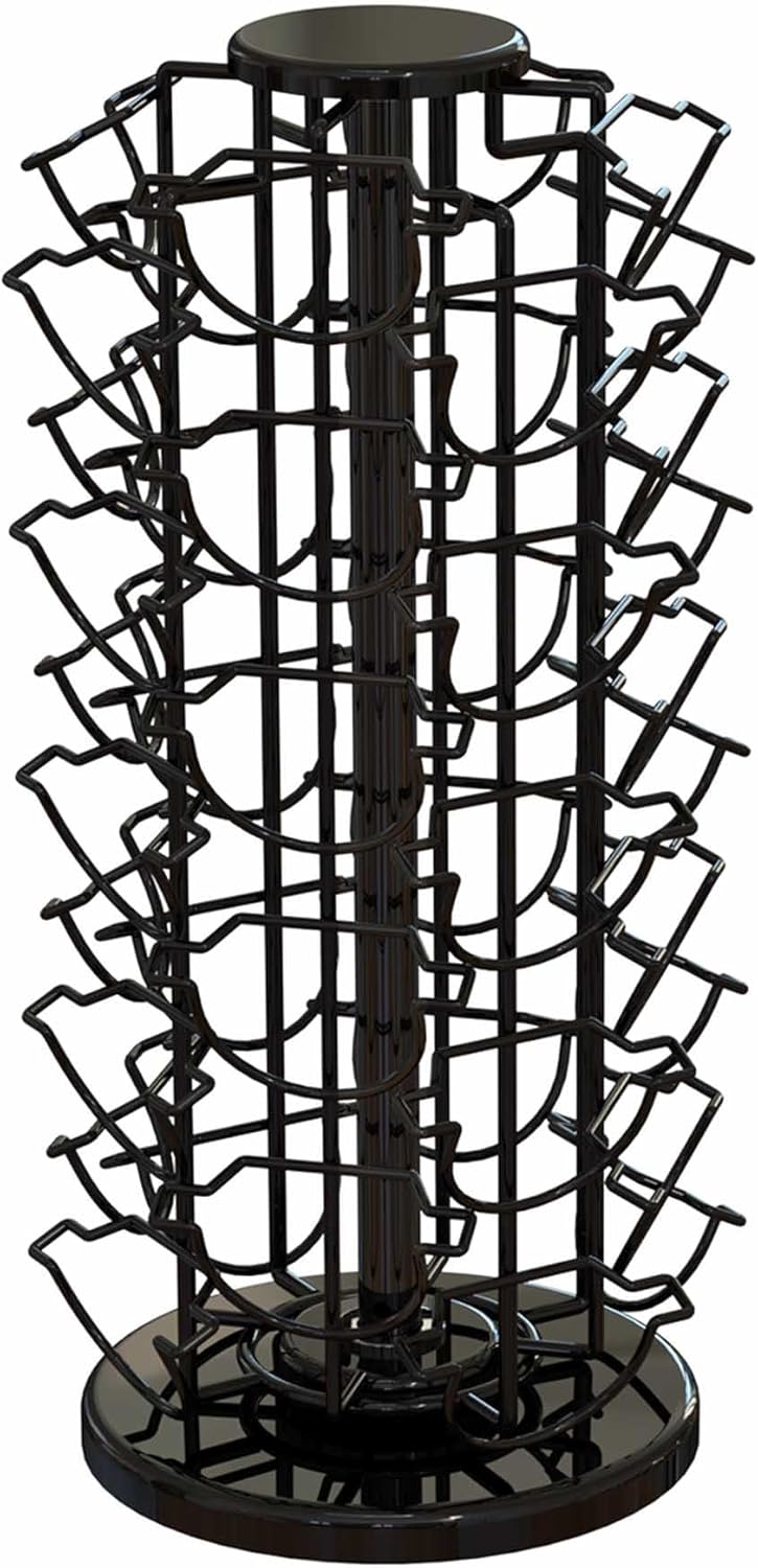 Coffee Pods Holder Organizer, 360 Degrees Revolving Pod Carousel Compatible for 40 Nespresso Vertuo Pods No Assembly Required Nespresso Pods Holder Tower Stand,Piano Black