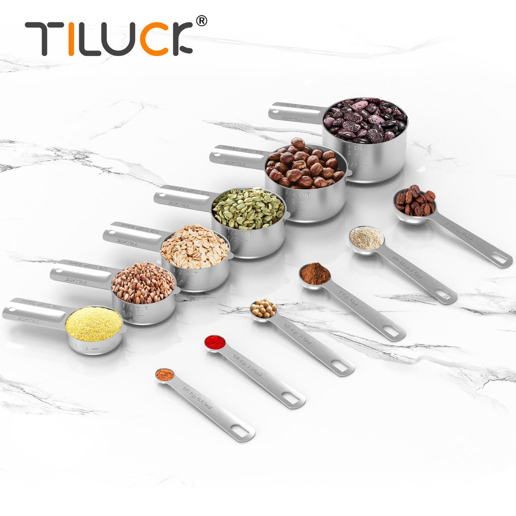 TILUCK Stainless Steel Measuring Cups & Spoons Set, Cups and Spoons,Kitchen Gadgets for Cooking & Baking (10)