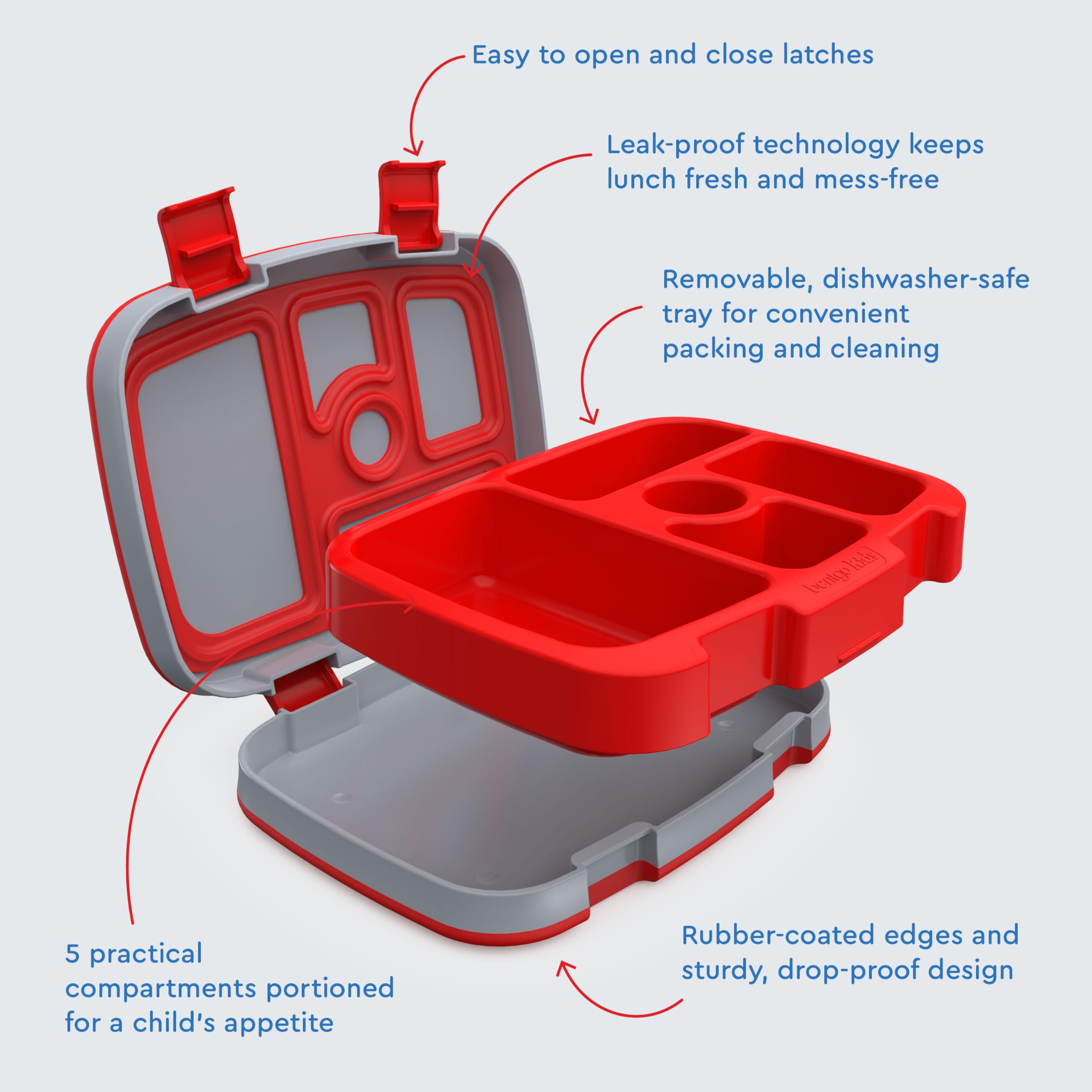 Bentgo Kids Prints Leak-Proof, 5-Compartment Bento-Style Kids Lunch Box - Ideal Portion Sizes for Ages 3-7, Durable, Drop-Proof, Dishwasher Safe, & PFAS & BPA-Free Materials (Unicorn)