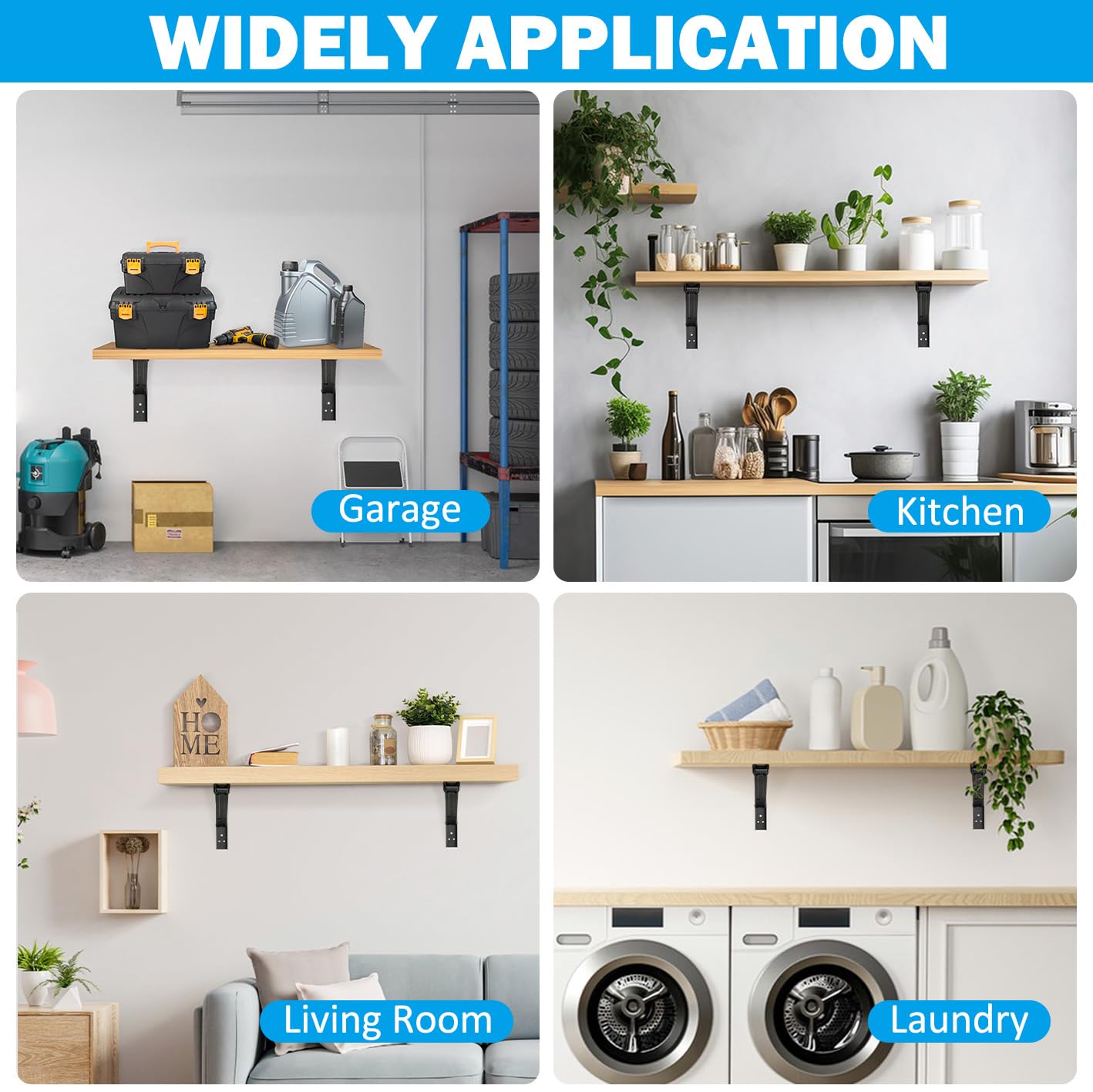 24inch Floating Shelf Bracket,Garage Heavy Duty Folding Shelf Brackets,Wall Mounted Collapsible Shelf Bracket,Max Load 330lb,(Pack of 4, No Board) (24In 4Pack)