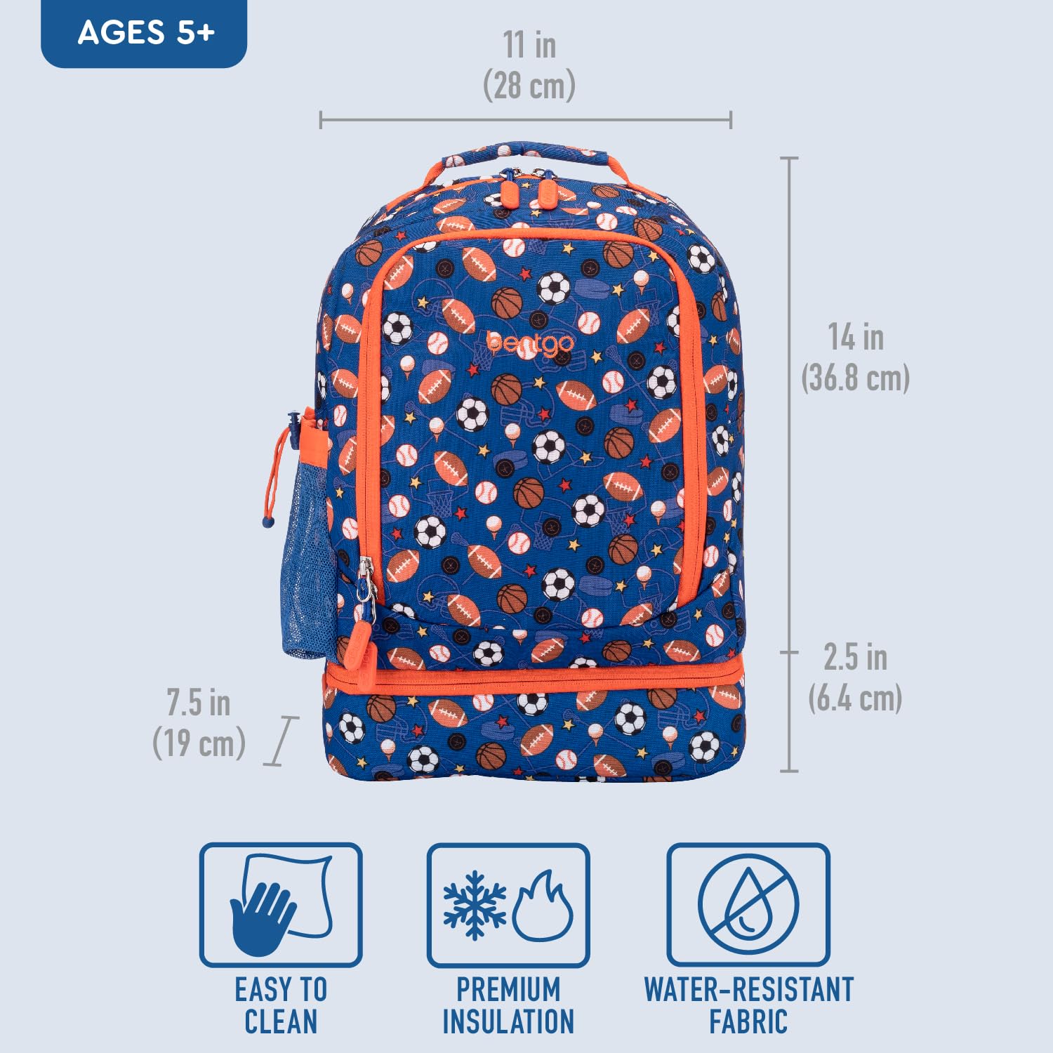 Bentgo Kids 2-in-1 Backpack & Insulated Lunch Bag - Durable 16” Backpack & Lunch Container in Unique Prints for School & Travel - Water Resistant, Padded & Large Compartments (Dinosaur)