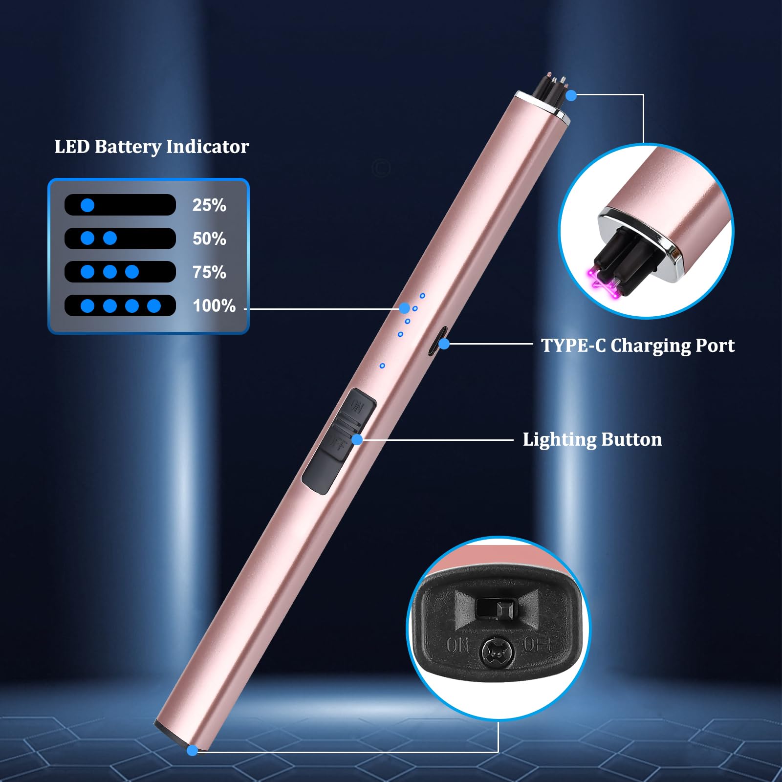 Electric Candle Lighter Rechargeable USB: Mothers Day Birthday Gifts for Mom Women Her Windproof Flameless Dual Arc Camping Kitchen Lighters for Candle Safety Lock Christmas Stocking Stuffers