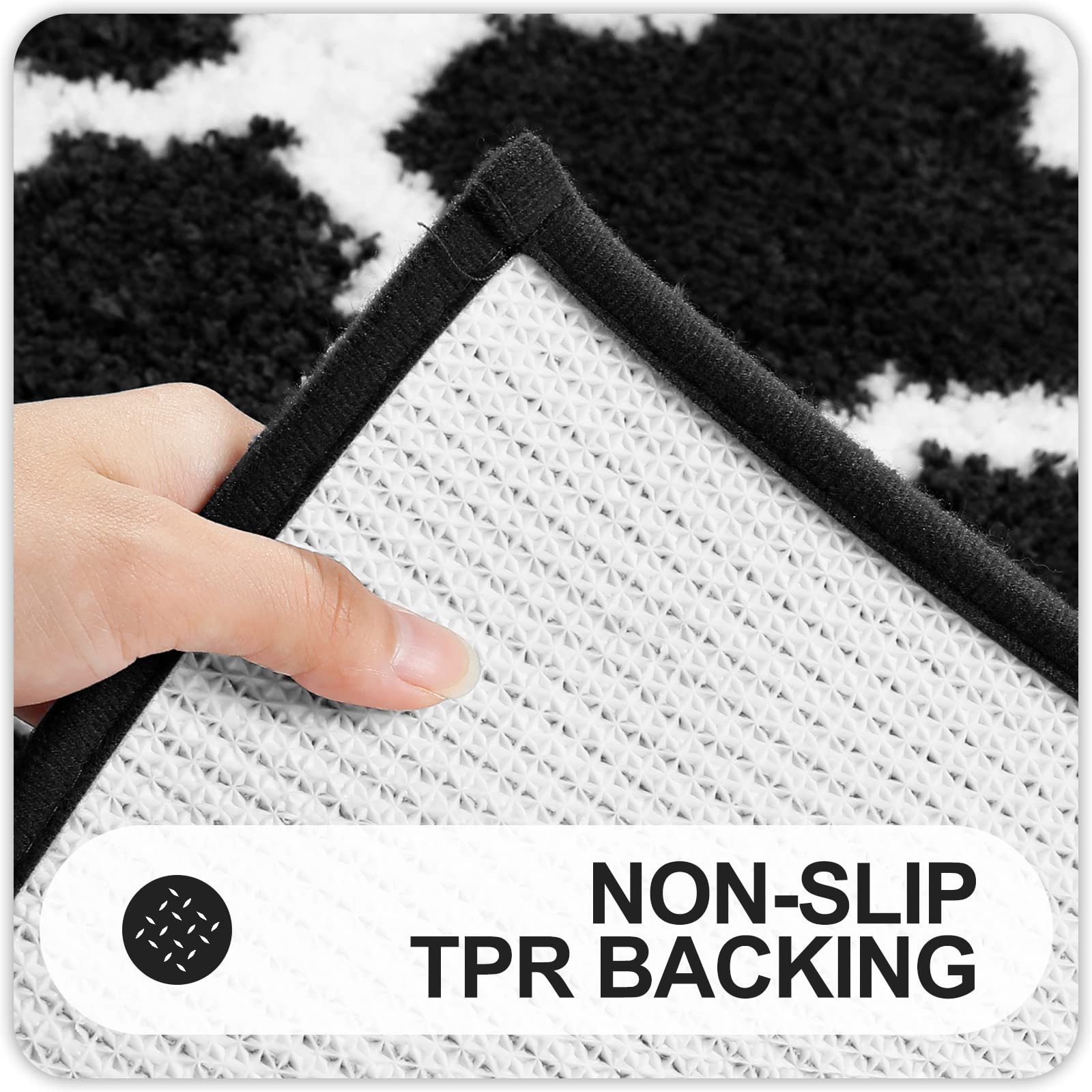 OLANLY Bathroom Rugs Set 2 Piece, Microfiber Bath Shower Mat and U-Shaped Toilet Rug, Machine Wash Dry, Non-Slip Absorbent Shaggy Bath Mats for Tub, Shower and Bathroom (30"x20"+24"x20", Grey)