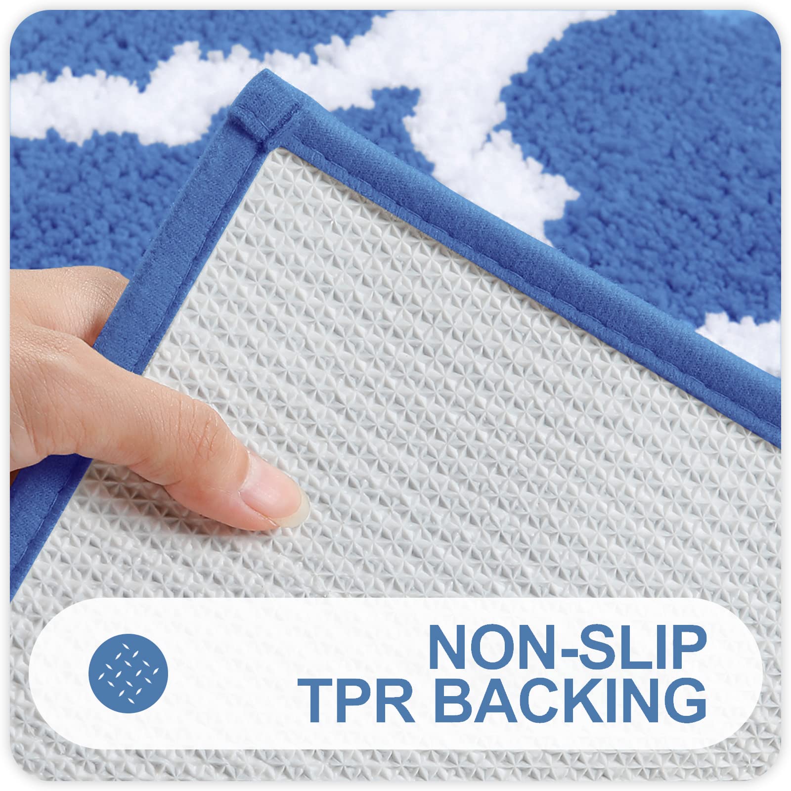 OLANLY Bathroom Rugs 24x16, Soft and Absorbent Microfiber Bath Rugs, Non-Slip Shaggy Shower Carpet, Machine Wash Dry, Bath Mats for Bathroom Floor, Tub and Shower, Grey