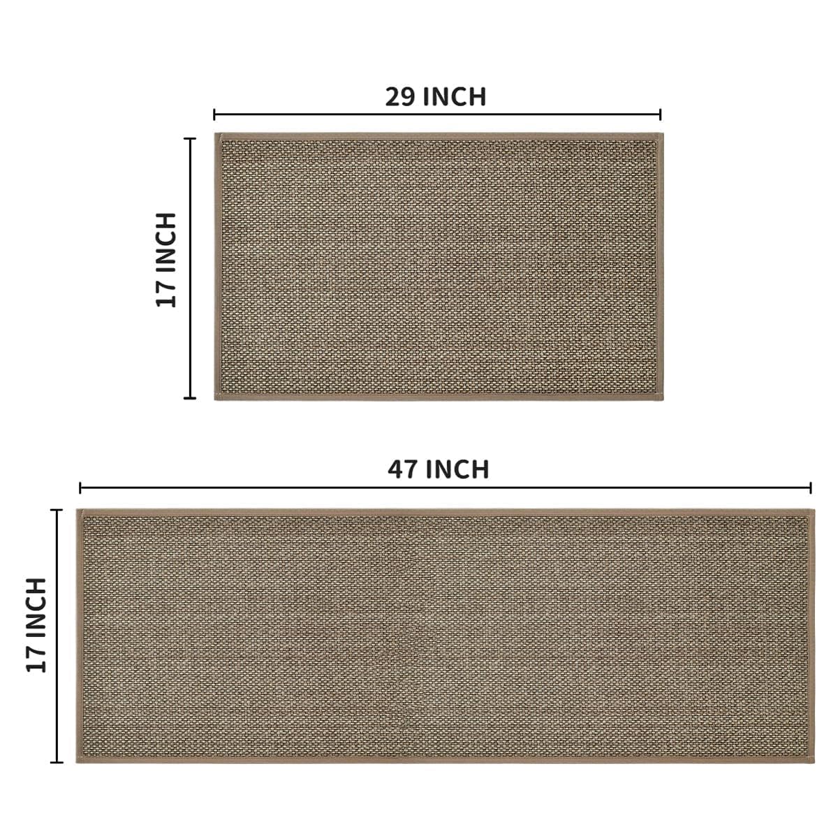 Artoid Mode Washable Non Slip Kitchen Rugs and Mats Set of 2, Rubber Backing Absorbent Kitchen Mats for Floor Front of Sink - 17x29 and 17x47 Inch