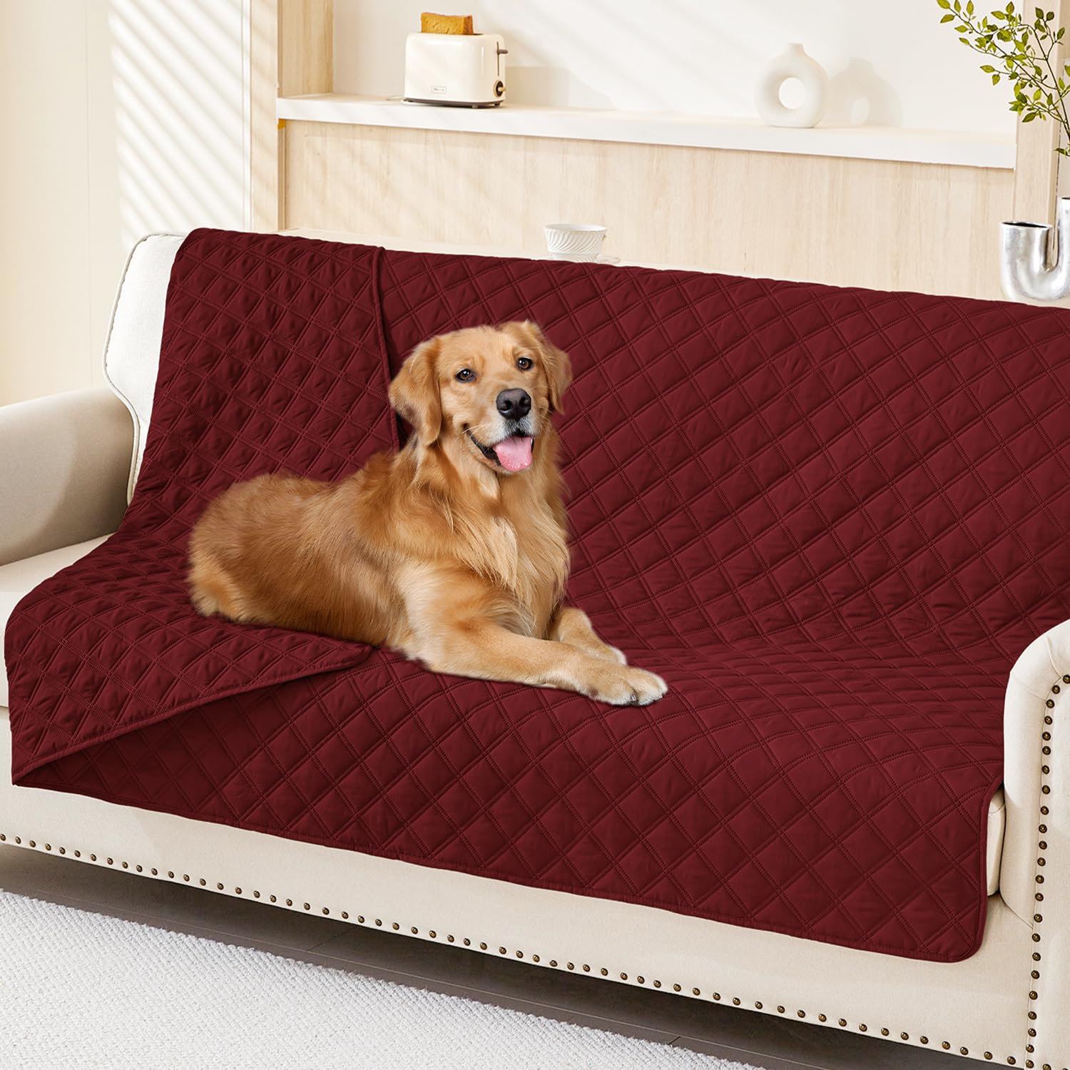 Smiry Waterproof Couch Covers for Dogs Washable, Reversible Pet Couch Covers for 3 Cushion Sofa Pet Friendly, Soft Sofa Furniture Protector for Dogs Cat Kids, Checkered (30"x70", Grey/Dark Grey)