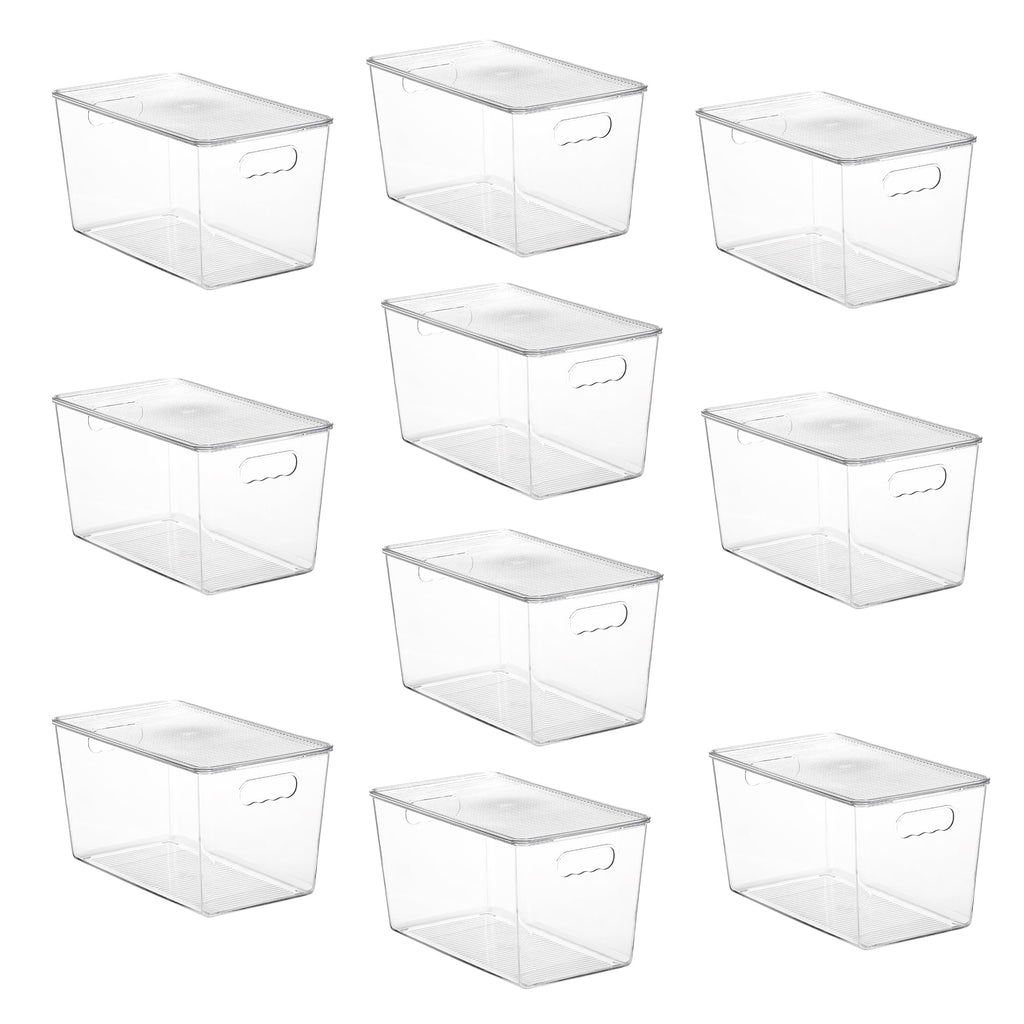 Vtopmart 6 Pack Clear Stackable Storage Bins with Lids, Large Plastic Containers with Handle for Pantry Organizer and Storage,Perfect for Bathroom,Cabinet,Kitchen,Fridge,Closet Organization