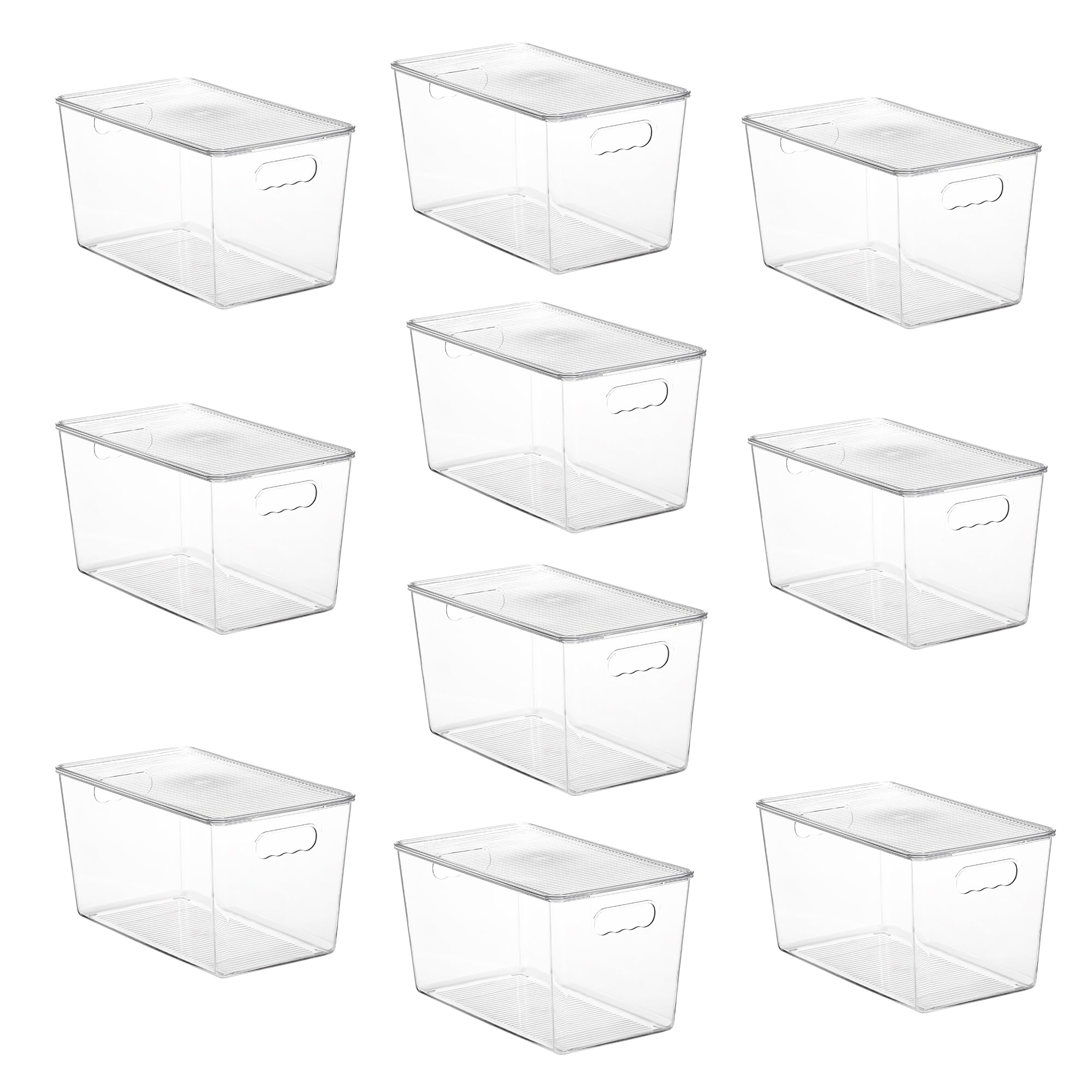 Vtopmart 6 Pack Clear Stackable Storage Bins with Lids, Large Plastic Containers with Handle for Pantry Organizer and Storage,Perfect for Bathroom,Cabinet,Kitchen,Fridge,Closet Organization