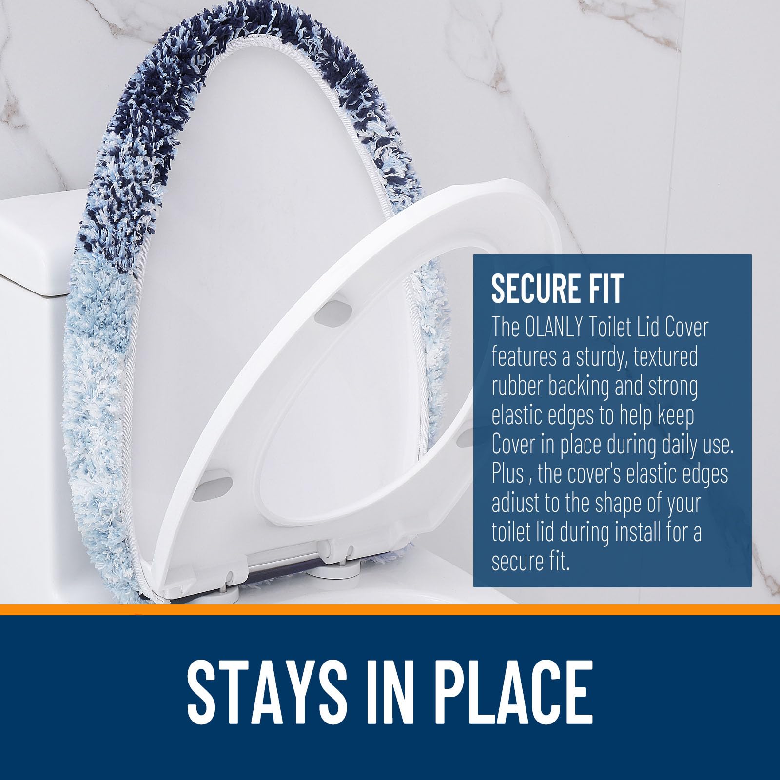 OLANLY Soft Microfiber Bathroom Toilet Lid Cover, Machine Washable Seat Covers, 17.5x15, Stays in Place Rubber Backing, Fits Most Round, Elongated and Oblong Lids, Accessories Decor, Gray