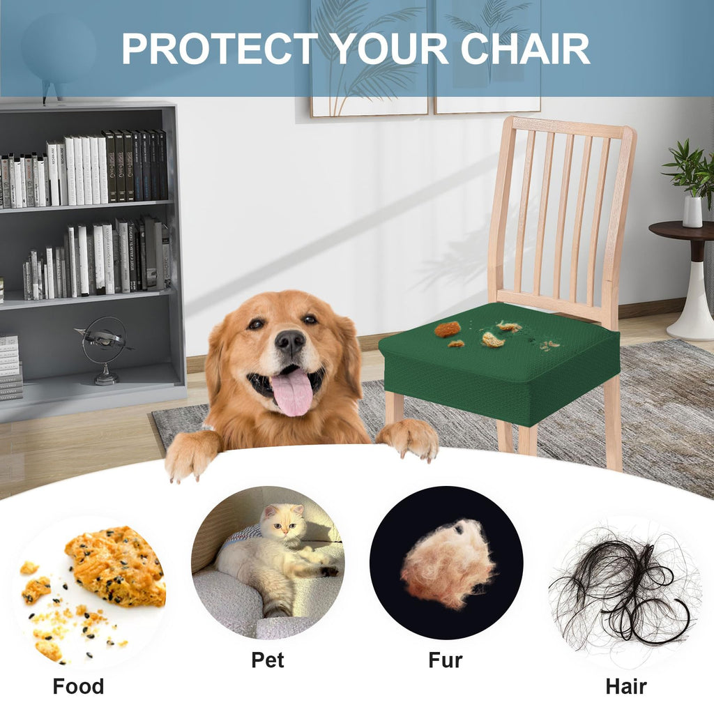 Smiry Stretch Jacquard Seat Covers for Dining Room Chairs Set of 6, Removable Washable Chair Seat Protector Slipcovers, No Rear Covers, Beige