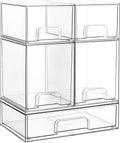 Vtopmart Stackable Storage Drawers Set of 5, Clear Plastic Organizer Bins for Baby Bottle, Beauty Supplies Storage, Ideal for Kichen Countertop, Vanity, Bathroom, Cabinet, Pantry Organization