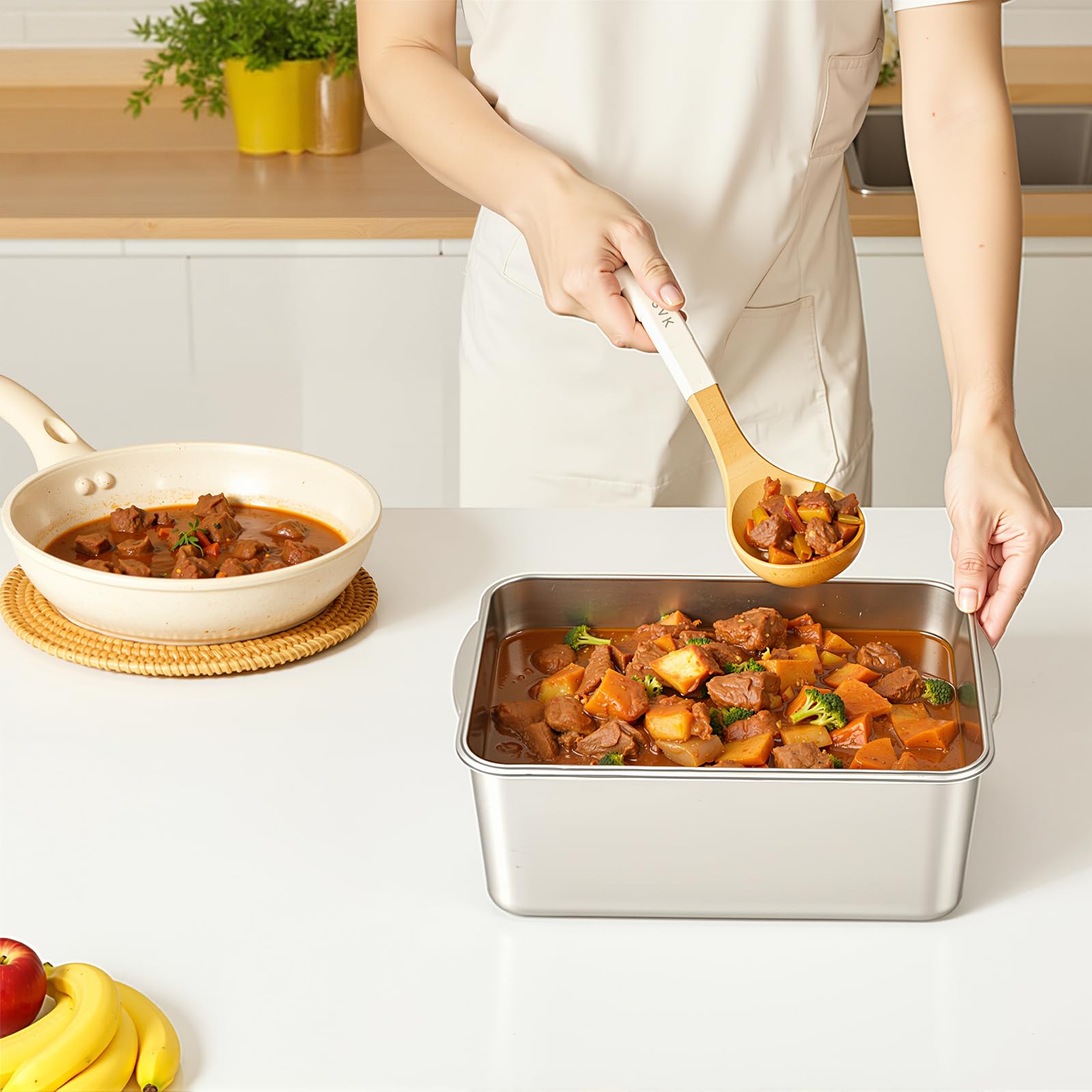8 PCS Large Stainless Steel Food Storage Containers with Lids, 3 Sizes Meal Prep Containers Set for Vegetables, Fruits, Snacks, Roasting Chicken, Lasagna, BPA Free and Oven Safe (245oz, 31oz, 21oz)