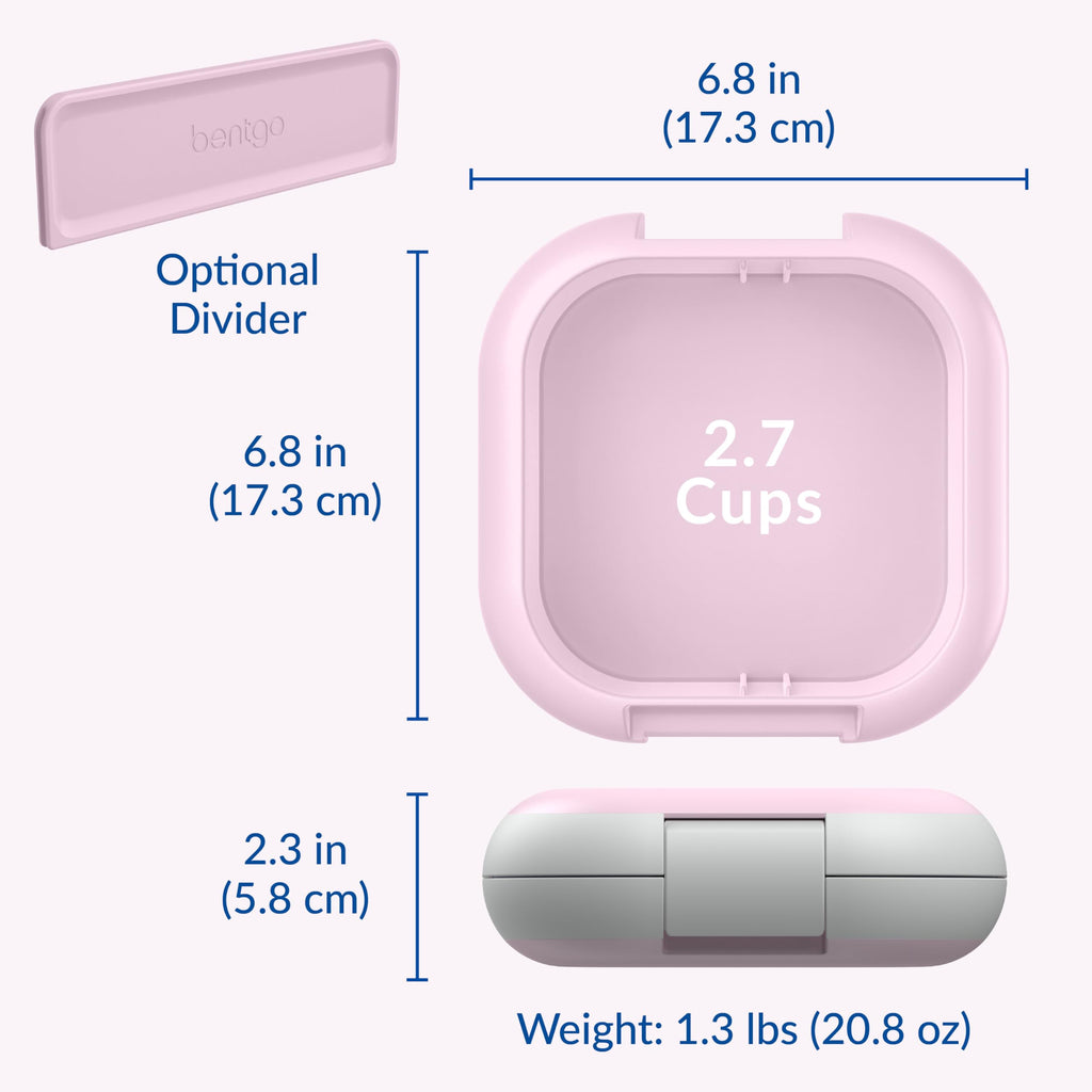 Bentgo Chill Mini Leak-Proof Lunch Box – Built-In Ice Pack Keeps Food Cold, 2.7-Cup Capacity for Snacks or a Sandwich, 3 or 4 Compartments, PFAS & BPA-Free, Ideal for Adults & Kids 3+ (Lilac Mist)