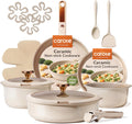 CAROTE 18Pcs Ceramic Cookware Set with Detachable Handle, Pots and Pans Set Non Stick, Non Toxic Cookware Set Removable Handles, Induction Kitchen Cookware Sets, Dishwasher/Oven Safe