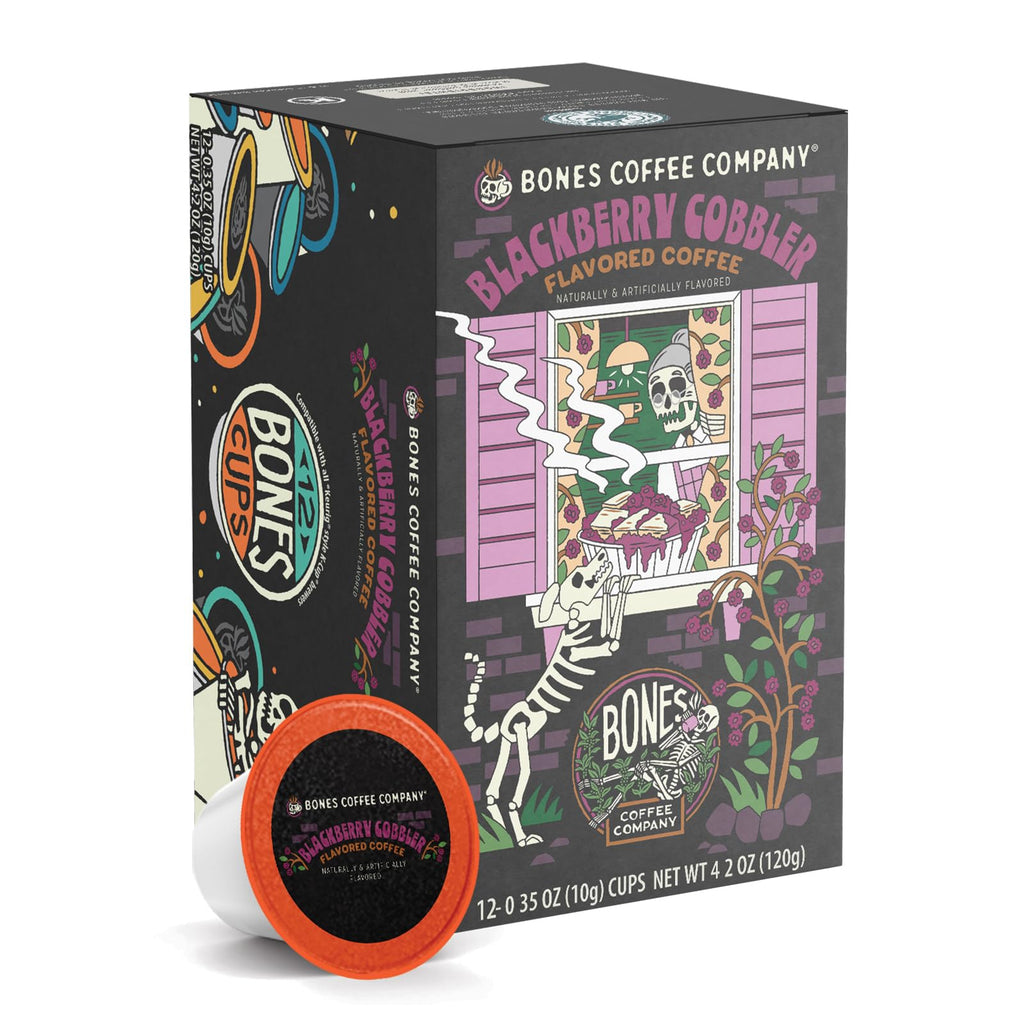 Bones Coffee Company Flavored Coffee Bones Cups Highland Grog Butterscotch Caramel | 12ct Single-Serve Coffee Pods Compatible with Keurig 1.0 & 2.0 Keurig Coffee Maker