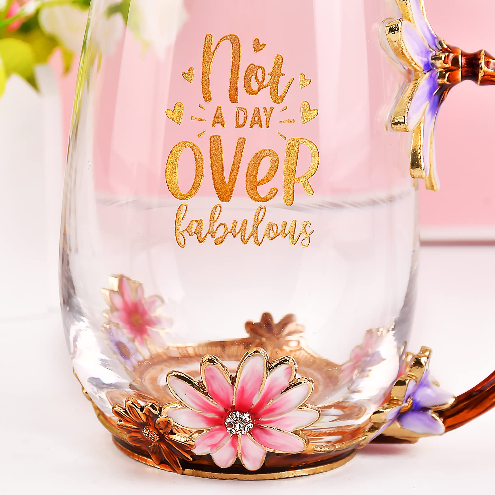 OEAGO Gifts for Mom Women Mothers Day Valentines Day Gifts Glass Coffee Enamels Mug Best Birthday Valentine's for Her Girlfriend Wife from Daughter Son Tea Cup Christmas Stocking Stuffers