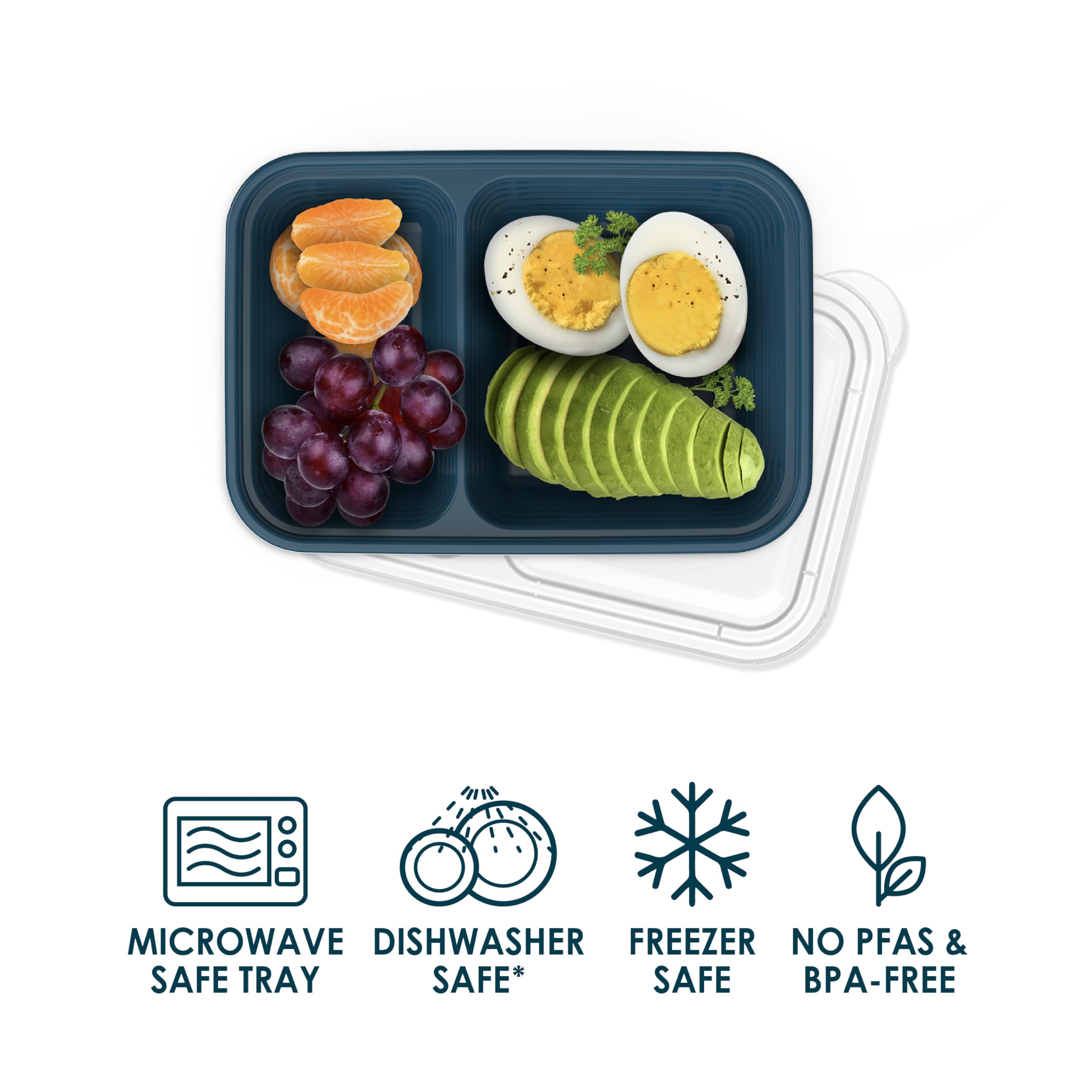 Bentgo Prep - 2-Compartment Snack Containers with Lids - Reusable, Microwaveable, Durable, PFAS & BPA-Free, Freezer, & Dishwasher-Safe Meal Prep Food Storage - 10 Trays & 10 Lids (Basil Glitter)