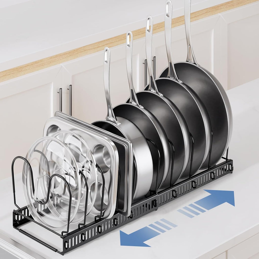 ORDORA Pots and Pans Organizer under Cabinet with Pot Lid Organizer, 16.61 Height, 8 Tier Pot Organizers Rack with 3 DIY Methods