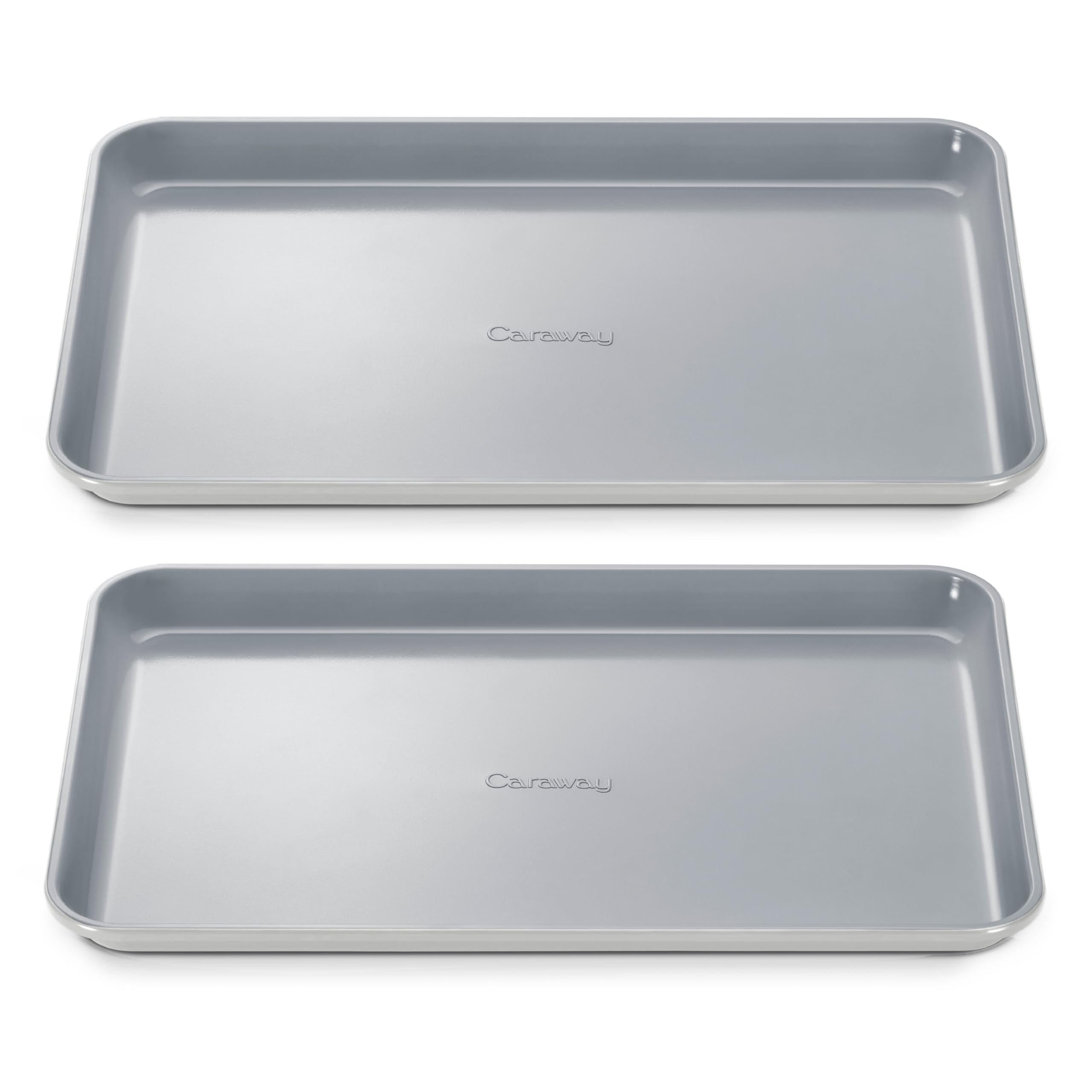 Caraway Non-Stick Ceramic Medium Baking Sheet Duo - Naturally Slick Ceramic Coating - Non-Toxic, PTFE & PFOA Free - Perfect for Baking, Roasting, and More - Medium (15" x 10") - Cream