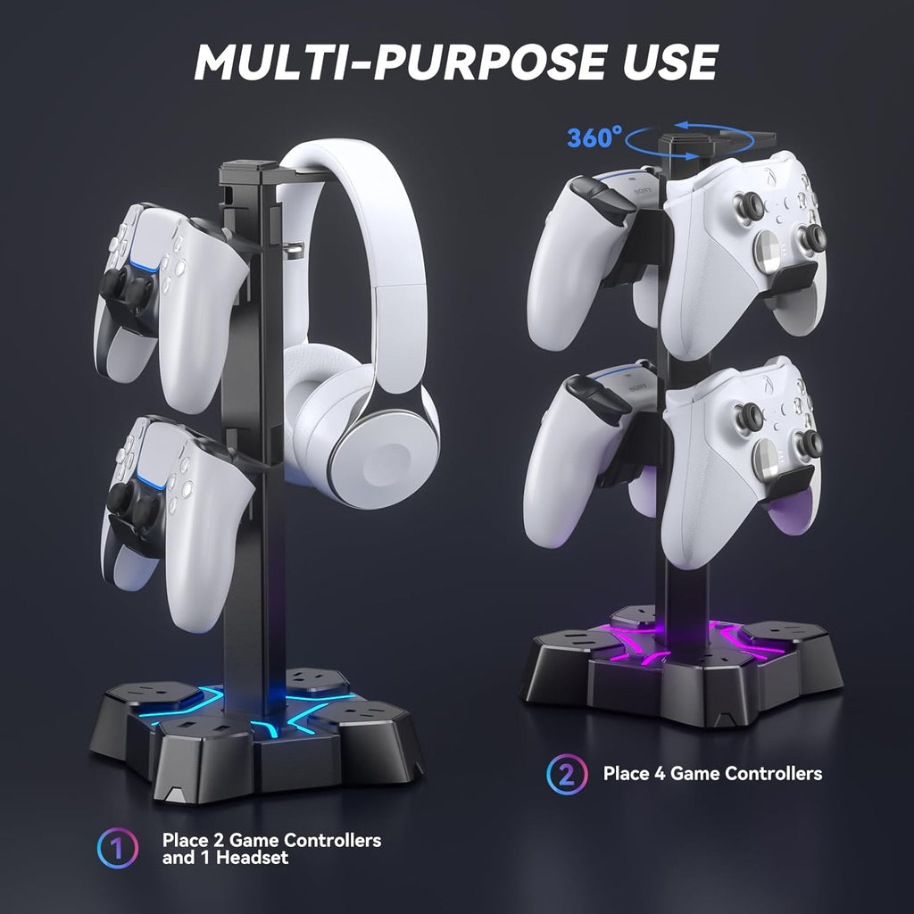 KDD Headphone Stand with USB Charger & Controller Stand for Desk with Drawer