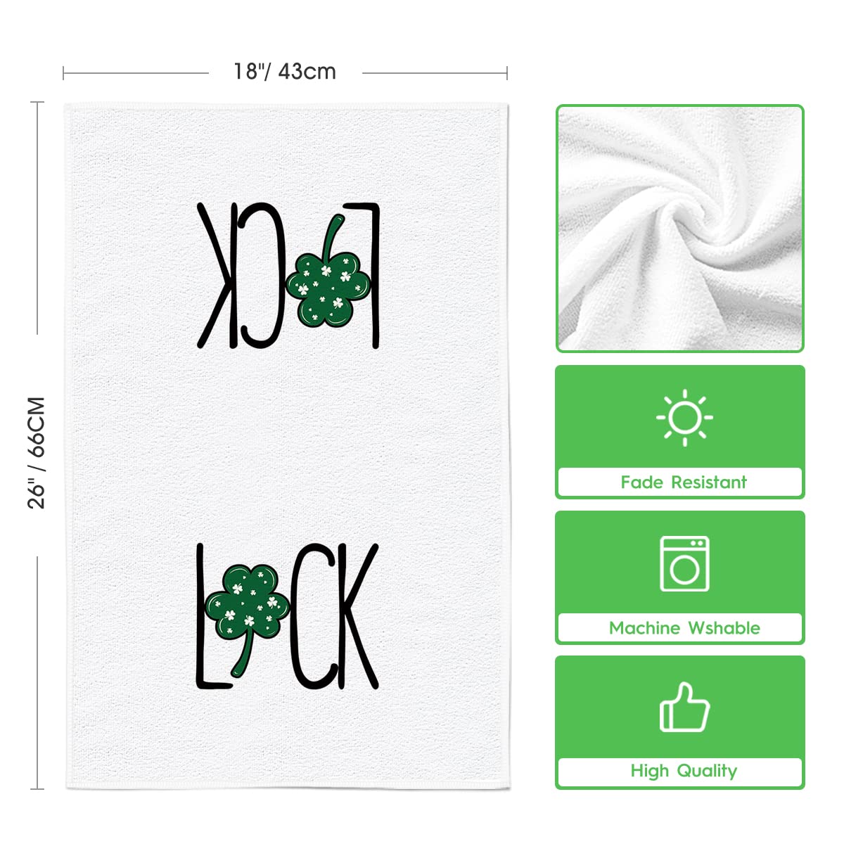 Artoid Mode Green Clover Shamrock Lucky St. Patrick's Day Kitchen Towels Dish Towels, 18x26 Inch Seasonal Decoration Hand Towels Set of 4