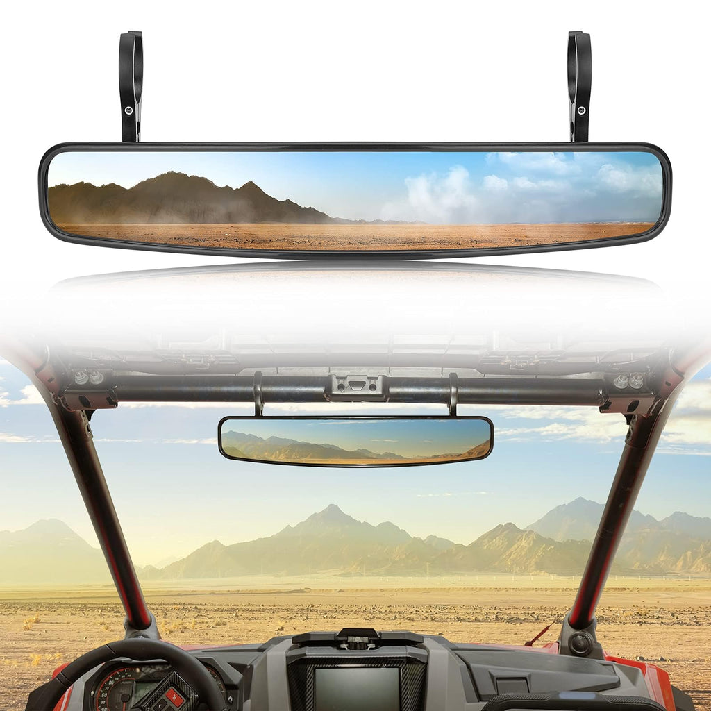 KEMIMOTO UTV Rearview Mirror, 15" UTV Race Convex Center Mirror with 3/4 1.75" or 2" Clamps Compatible with Polaris RZR PRO XP R, Pioneer,Can-Am Commander Maverick, 1000R 1000X