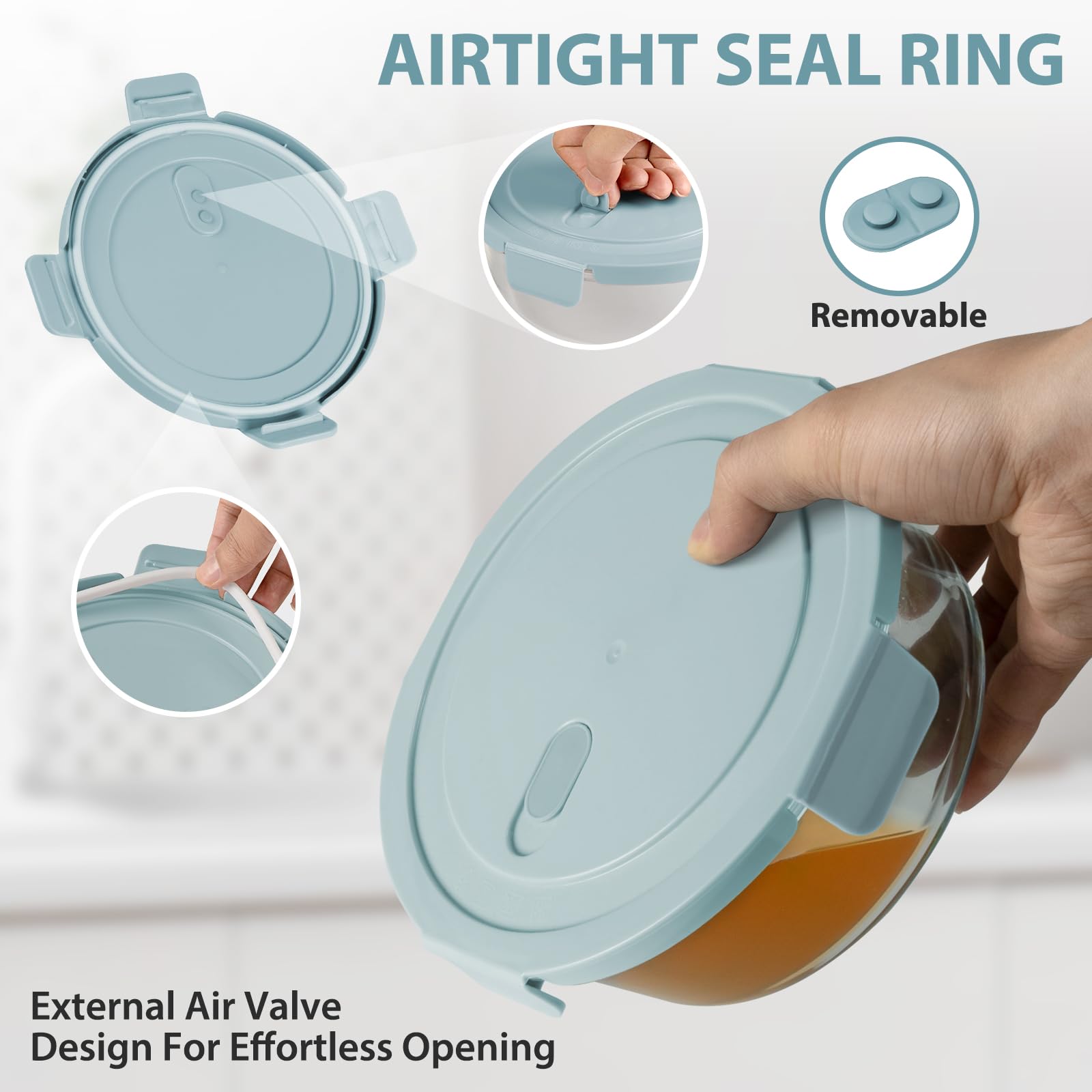 16oz Glass Meal Prep Containers, Airtight 2 Cup Glass Storage Containers with Lids, Heat-Resistant BPA-Free Borosilicate Glass Soup Container for Leftover, Microwave, Dishwasher&Freezer Safe (4 Packs)