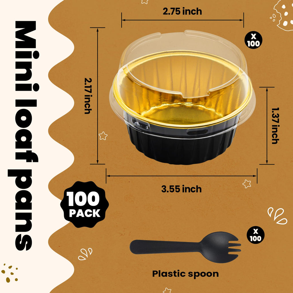 5 OZ Mini Loaf Pans with Lids Mini Cake Pans Baking Cups Disposable Ramekin for Cupake Pudding Party Wedding Birthday(50 Pack, Pink)
