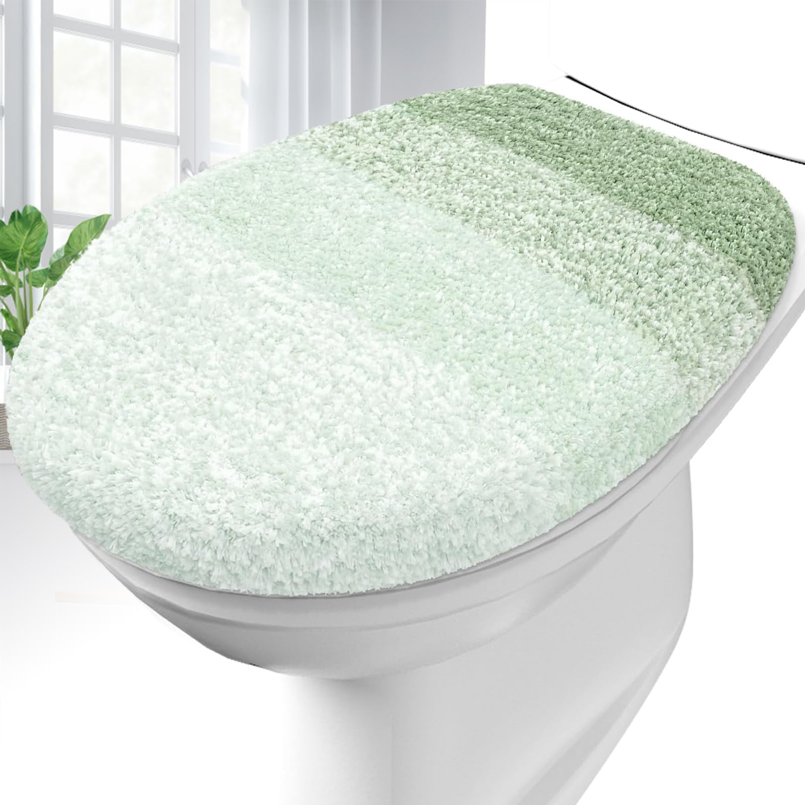 OLANLY Soft Microfiber Bathroom Toilet Lid Cover, Machine Washable Seat Covers, 17.5x15, Stays in Place Rubber Backing, Fits Most Round, Elongated and Oblong Lids, Accessories Decor, Gray