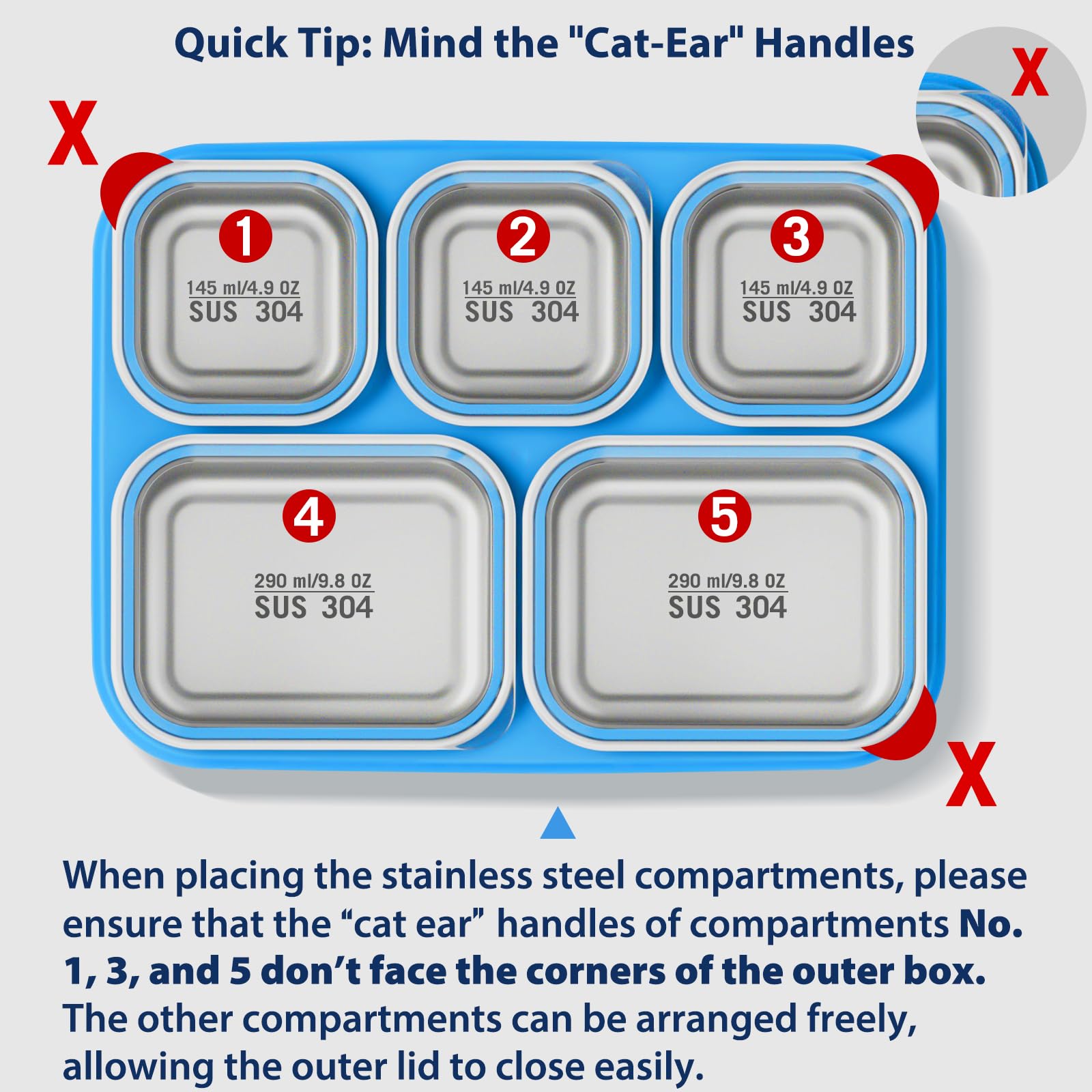 Freshmage Stainless Steel Snackle Box Container, 5 Compartment Lunch Bento Box, Reusable Food Storage Snack Box for School, Work, and Travel, BPA Free and Dishwasher Safe, Pink (1 Pack)