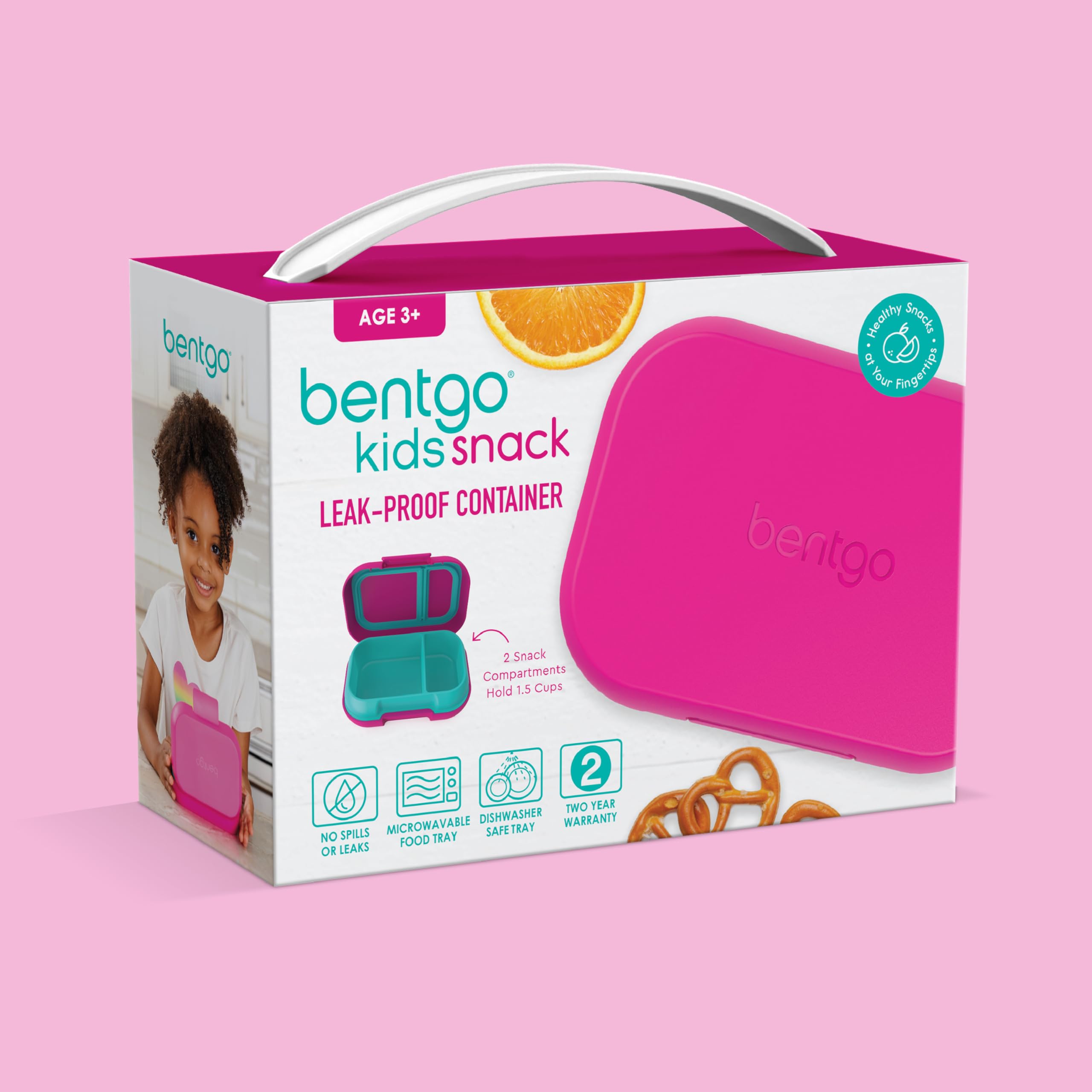Bentgo Kids Snack - 2 Compartment Leak-Proof Bento Box Container for Snacks and Small Meals, Easy-Open Latch, Dishwasher Safe, BPA-Free for School, Daycare, & Sports - Ideal for Ages 3+ (Green/Navy)