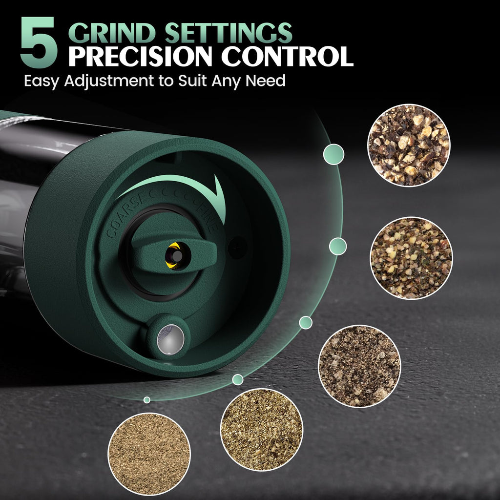 Electric Salt and Pepper Grinder Set Automatic Battery Pepper Mill Shakers Adjustable Coarseness Upgraded Larger Capacity with Led Home and Kitchen Appliances Birthday Gifts for Women Mom