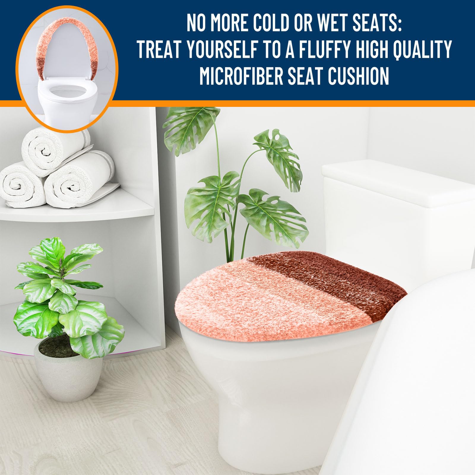 OLANLY Soft Microfiber Bathroom Toilet Lid Cover, Machine Washable Seat Covers, 17.5x15, Stays in Place Rubber Backing, Fits Most Round, Elongated and Oblong Lids, Accessories Decor, Gray