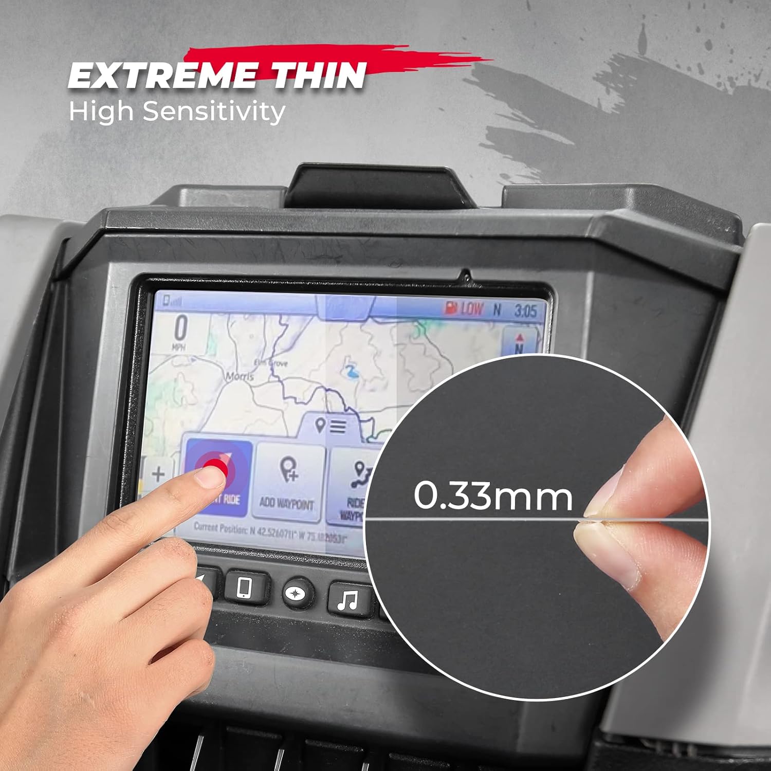 KEMIMOTO Tempered Glass Screen Protector Compatible with Polaris RZR PRO XP/R Turbo Sportsman Ranger General Xpedition 7 inch Ride Command Snowmobile 7S Display Touchscreen 2021 2022 2023 2024 2025