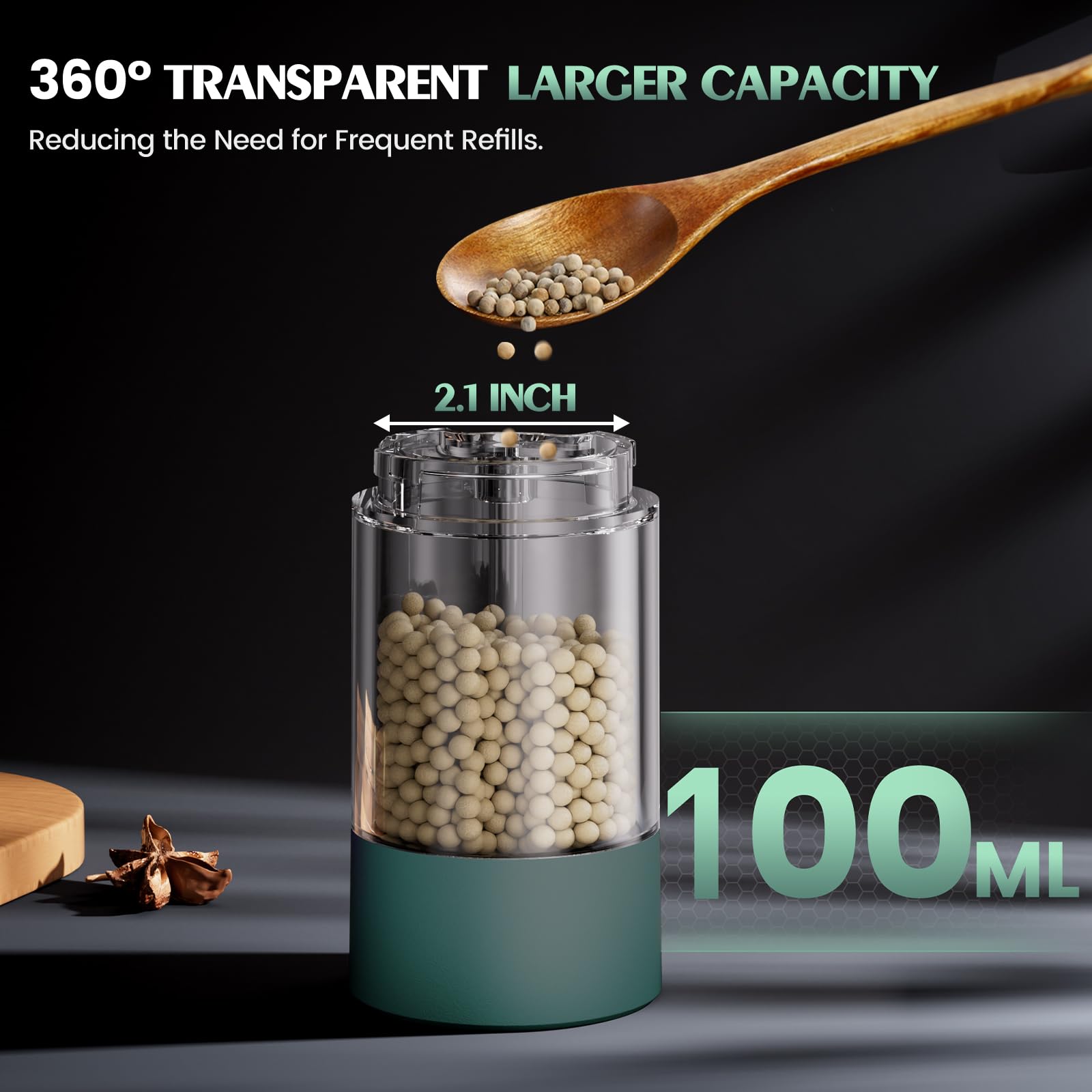 Electric Salt and Pepper Grinder Set Automatic Battery Pepper Mill Shakers Adjustable Coarseness Upgraded Larger Capacity with Led Home and Kitchen Appliances Birthday Gifts for Women Mom