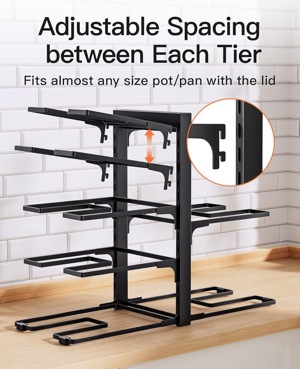 ORDORA Pots and Pans Organizer: Rack for Cabinet, 8-Tier Heavy Duty