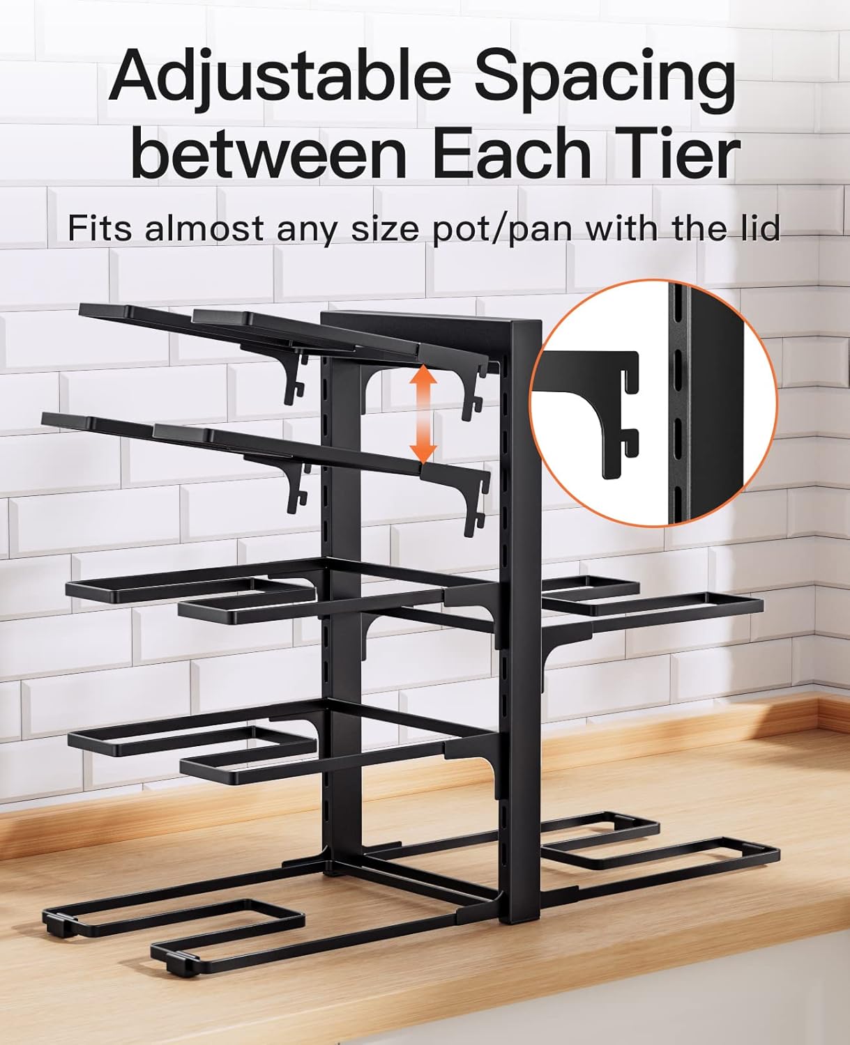 ORDORA Pots and Pans Organizer: Rack for Cabinet, 8-Tier Heavy Duty
