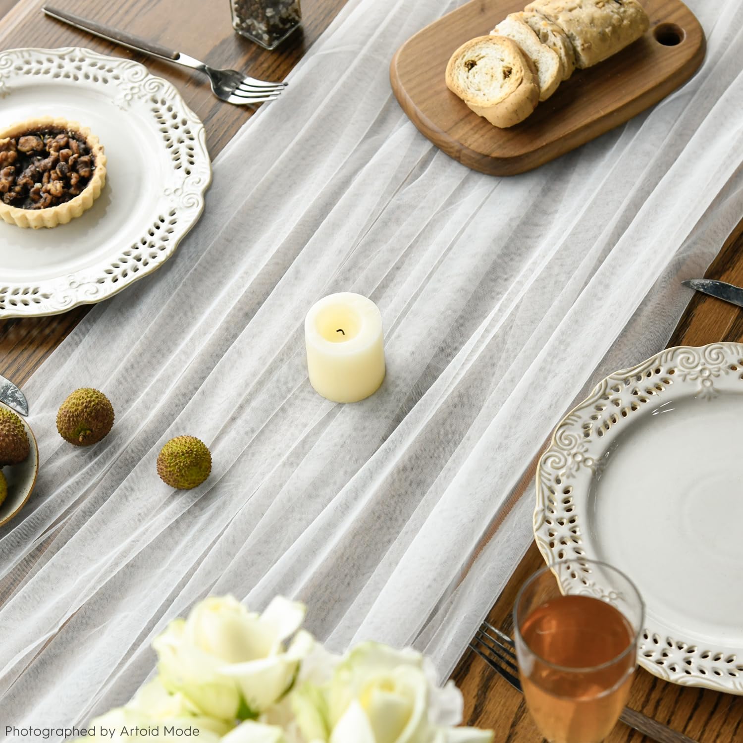 Artoid Mode Red Gauze Table Runner 120 Inch 10FT, Seasonal Sheer Kitchen Dining Holiday Wedding Birthday Baby Shower Table Decor for Home Party