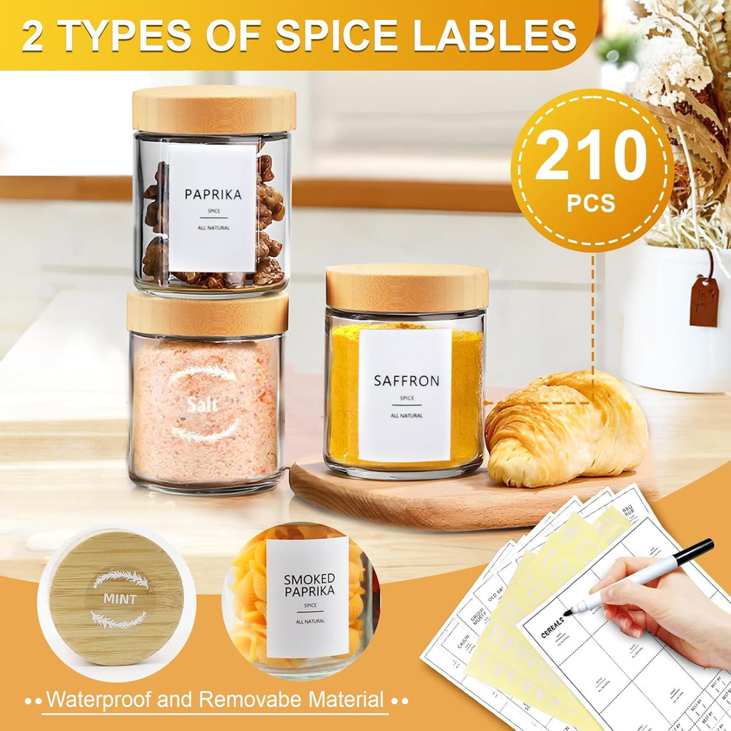AISIPRIN 4oz Spice Jars with Lable 24 pcs & 8oz Spice Jars with Lable 12 pcs