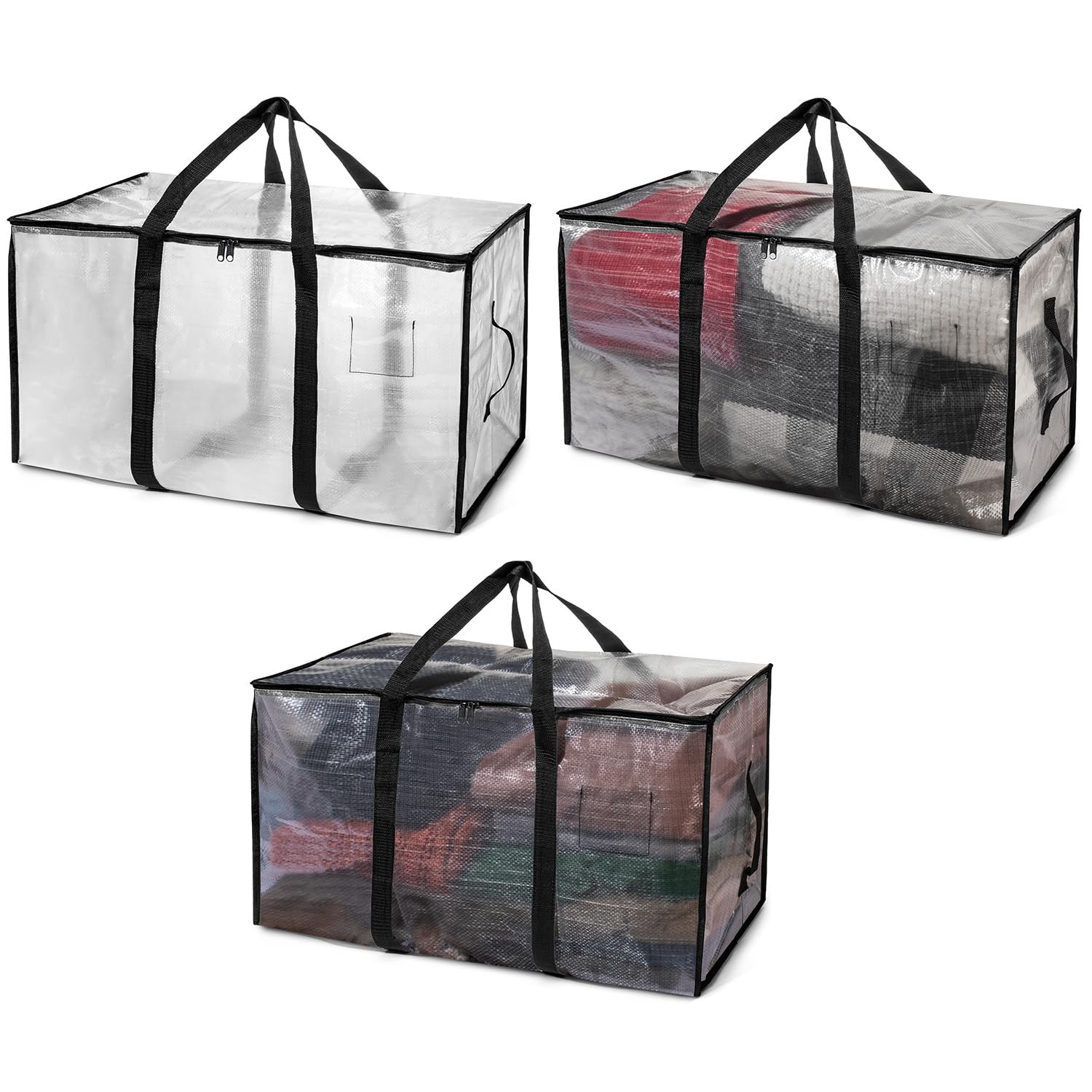 ClearSpace Heavy Duty Moving Bags or Storage Bags – Clear Storage Bins with Lids, Large Moving Boxes with Backpack Straps & Zippers,– Packing Box & Moving Supplies for College Dorm, 7 Pack