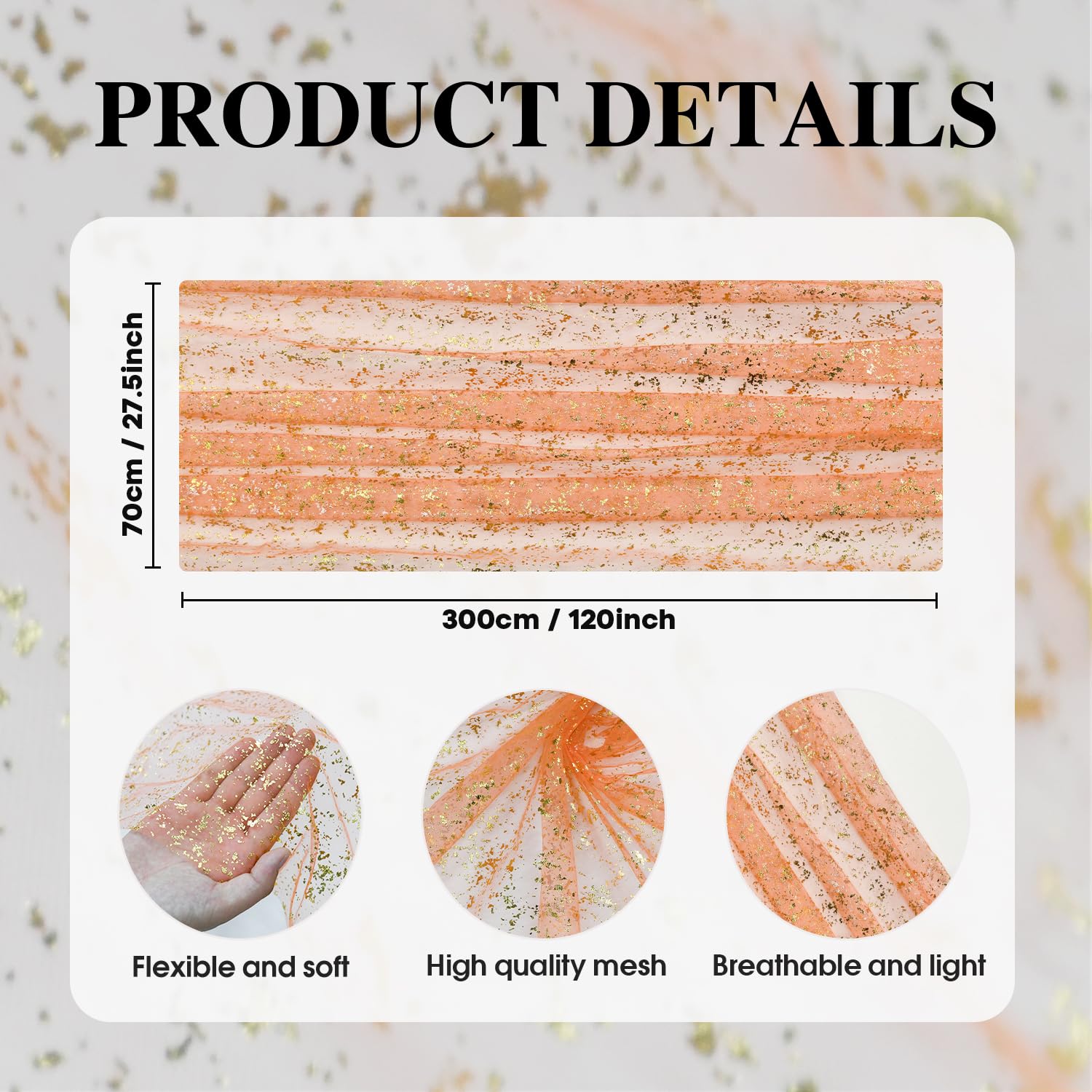 Artoid Mode Beige Gold Gauze Table Runner 120 Inch 10FT, Glitter Metallic Foil Sheer Dining Wedding Anniversary Holiday Birthday Table Decor for Home Party