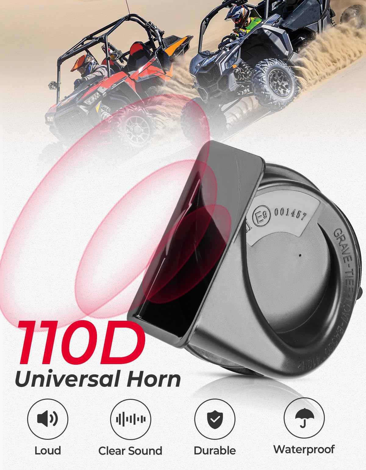 KEMIMOTO UTV Turn Signal Kit with 110D Horn, Pre-Wired, Plug and Play UTV ATV Blinker with Rocker Switch, Triangle Universal Street Legal Turn Signals Compatible with Polaris, Can-Am, Teryx, CFMOTO