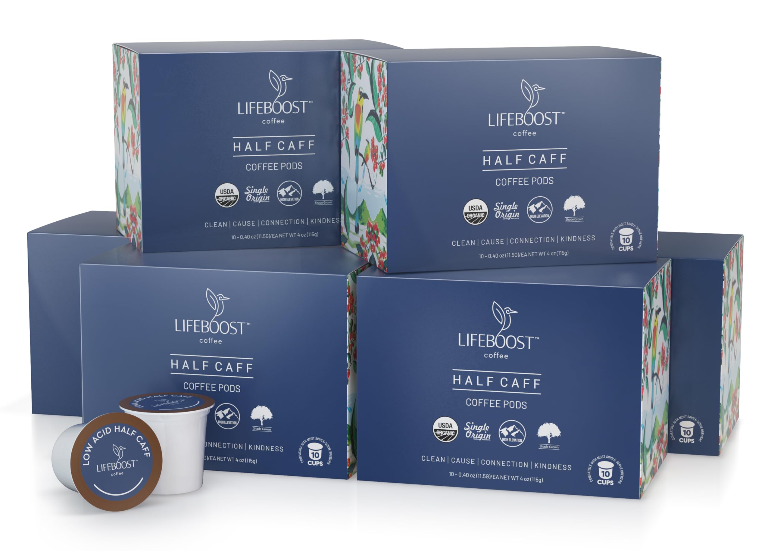 Lifeboost Medium Roast Low Acid Coffee K Cups - Single Origin Mold Free Non-GMO Organic Coffee Pods - Compatible with Keurig & Keurig 2 Machines - 10 Count