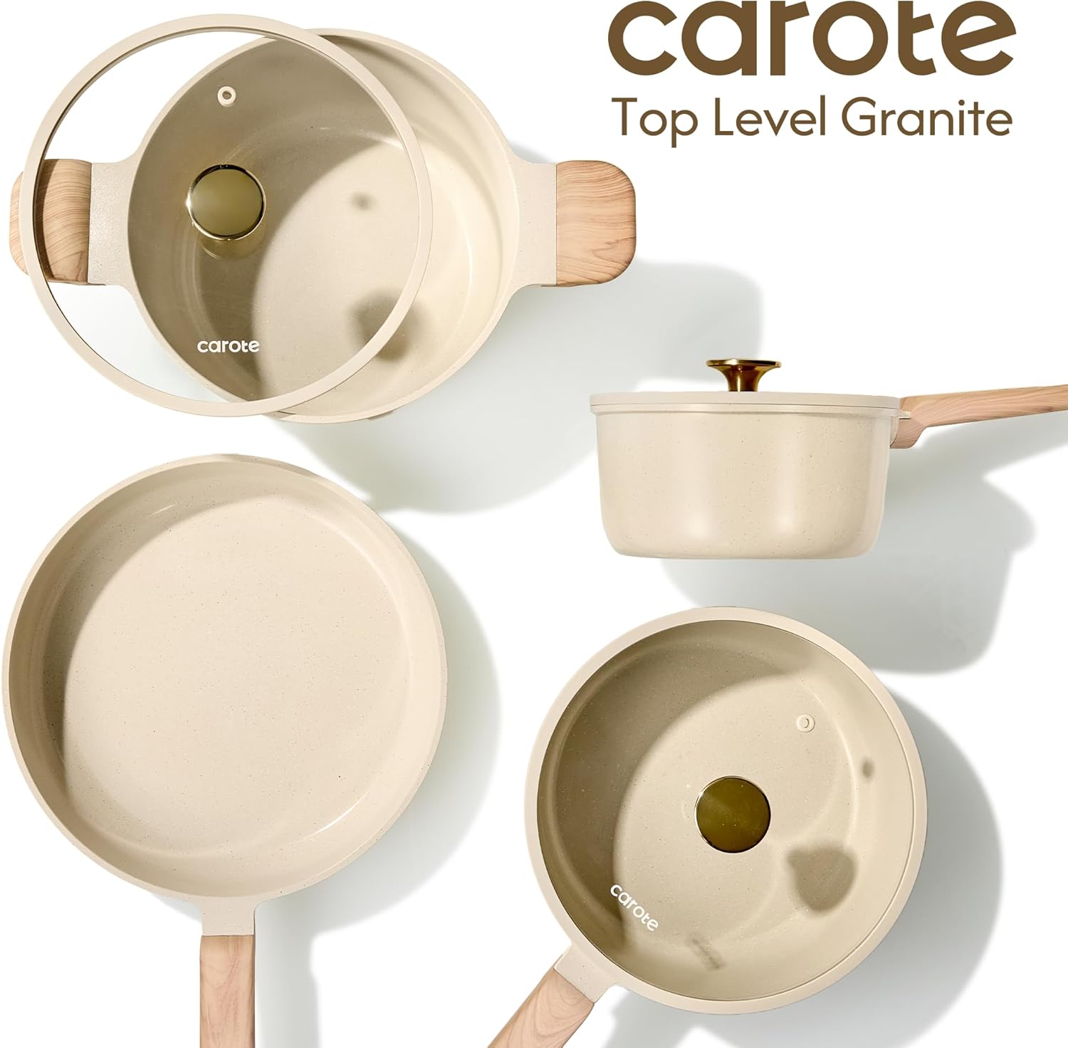 CAROTE 1.6Qt & 3.0Qt Sauce Pan Sets with Lid Ceramic Nonstick Pot Set Non Toxic Saucepan with Stay-cool Handle Small Kitchen Cooking Pots, Easy to Clean, Induction Comptable, PFOA FREE
