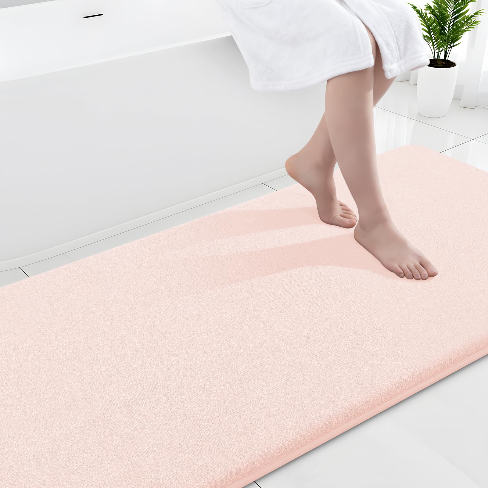 Smiry Memory Foam Bath Mat 30x20, Extra Soft and Absorbent Bathroom Mats, Non Slip Washable Carpet for Floor, Shower and Tub, Black