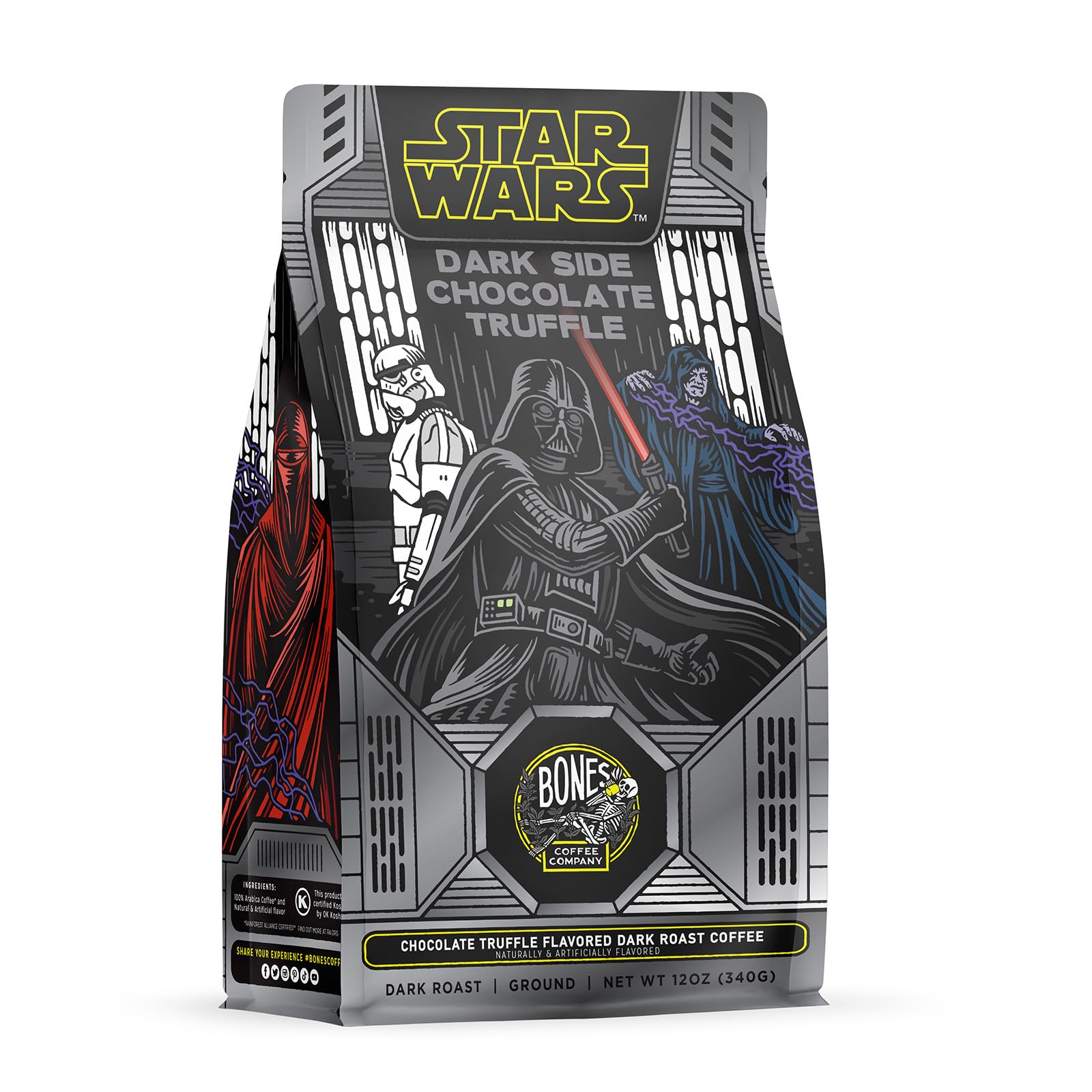 Bones Coffee Company Star Wars Wookiee Cookie Chocolate Chip Cookie Flavored Coffee, Medium Roast Low Acid Arabica Beans Compatible with Auto drip and French Press Coffee Maker, 12 Oz Ground