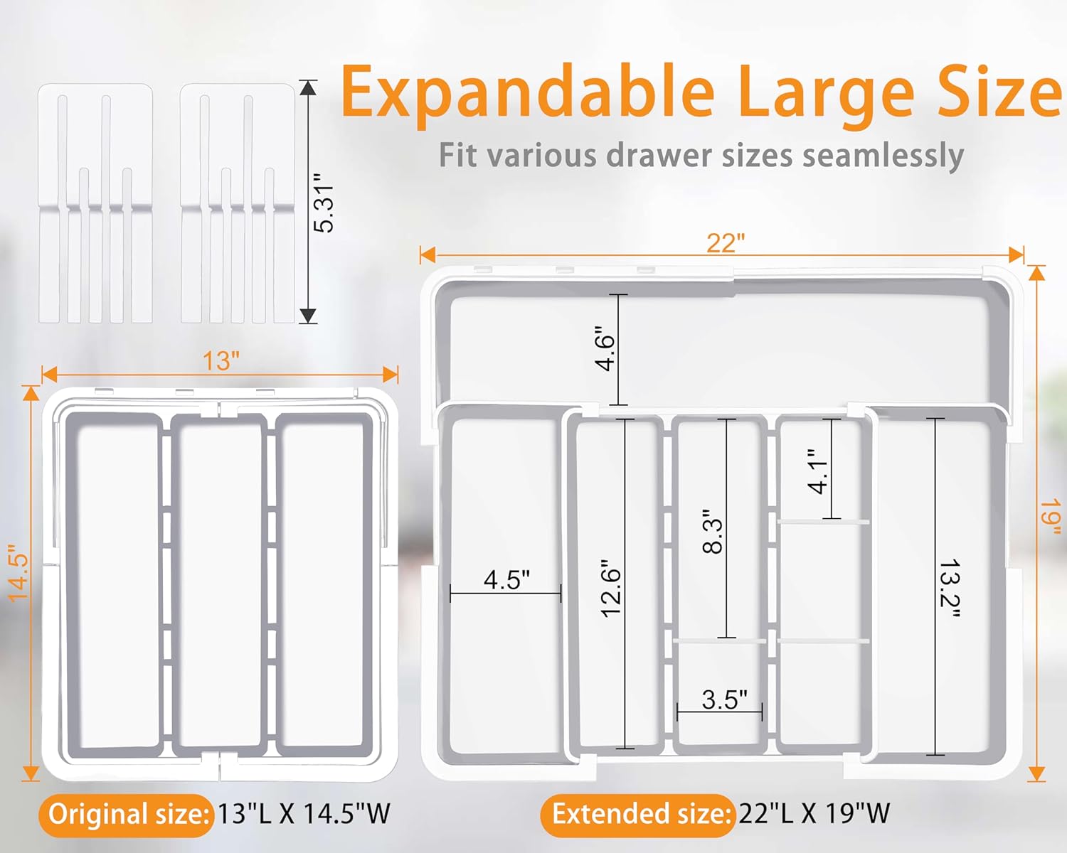 Homecor Silverware Organizer + Utensil Drawer Organizer for Kitchen White