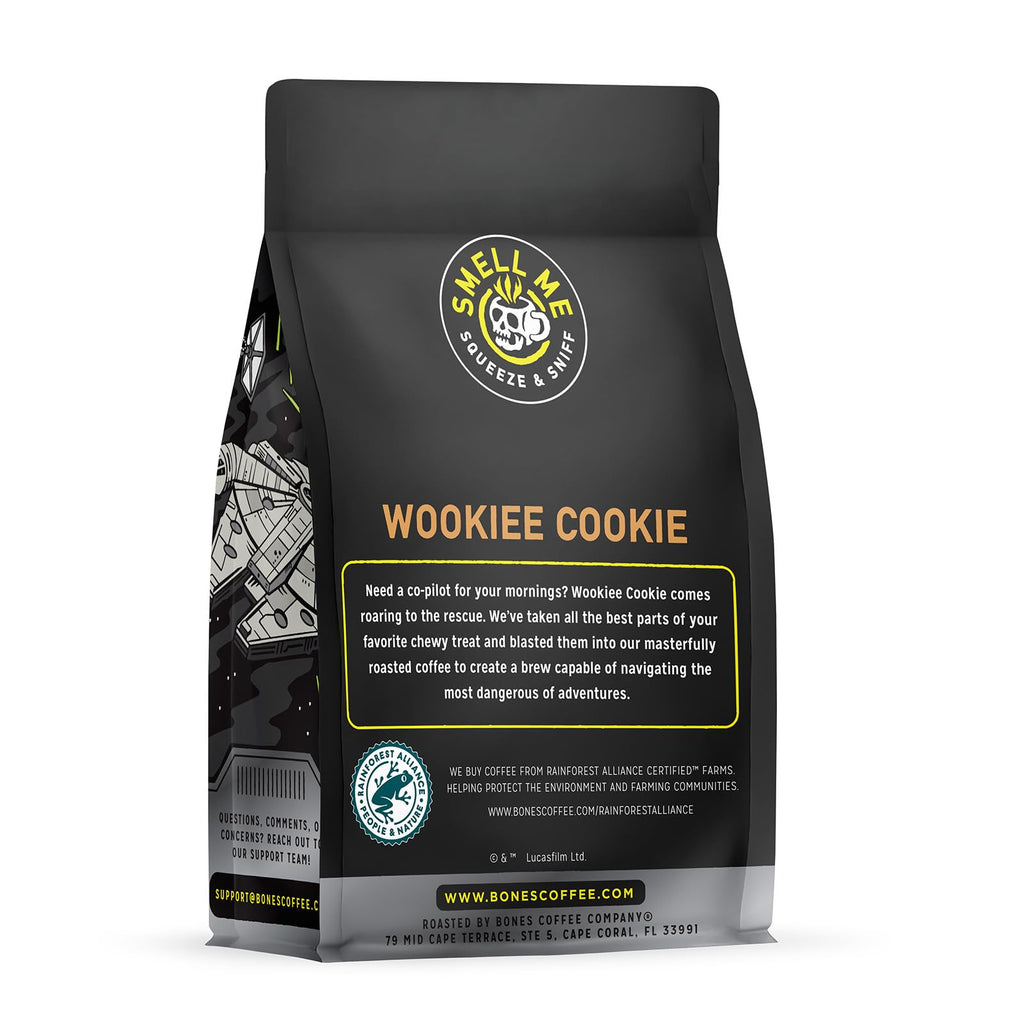 Bones Coffee Company Star Wars Wookiee Cookie Chocolate Chip Cookie Flavored Coffee, Medium Roast Low Acid Arabica Beans Compatible with Auto drip and French Press Coffee Maker, 12 Oz Ground